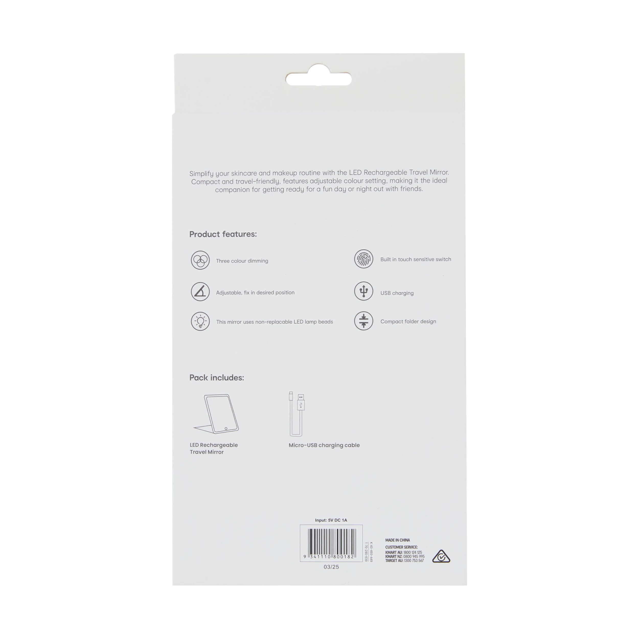 10 OXX Travel LED Rechargeable Travel Mirror - Black, 10 of 10