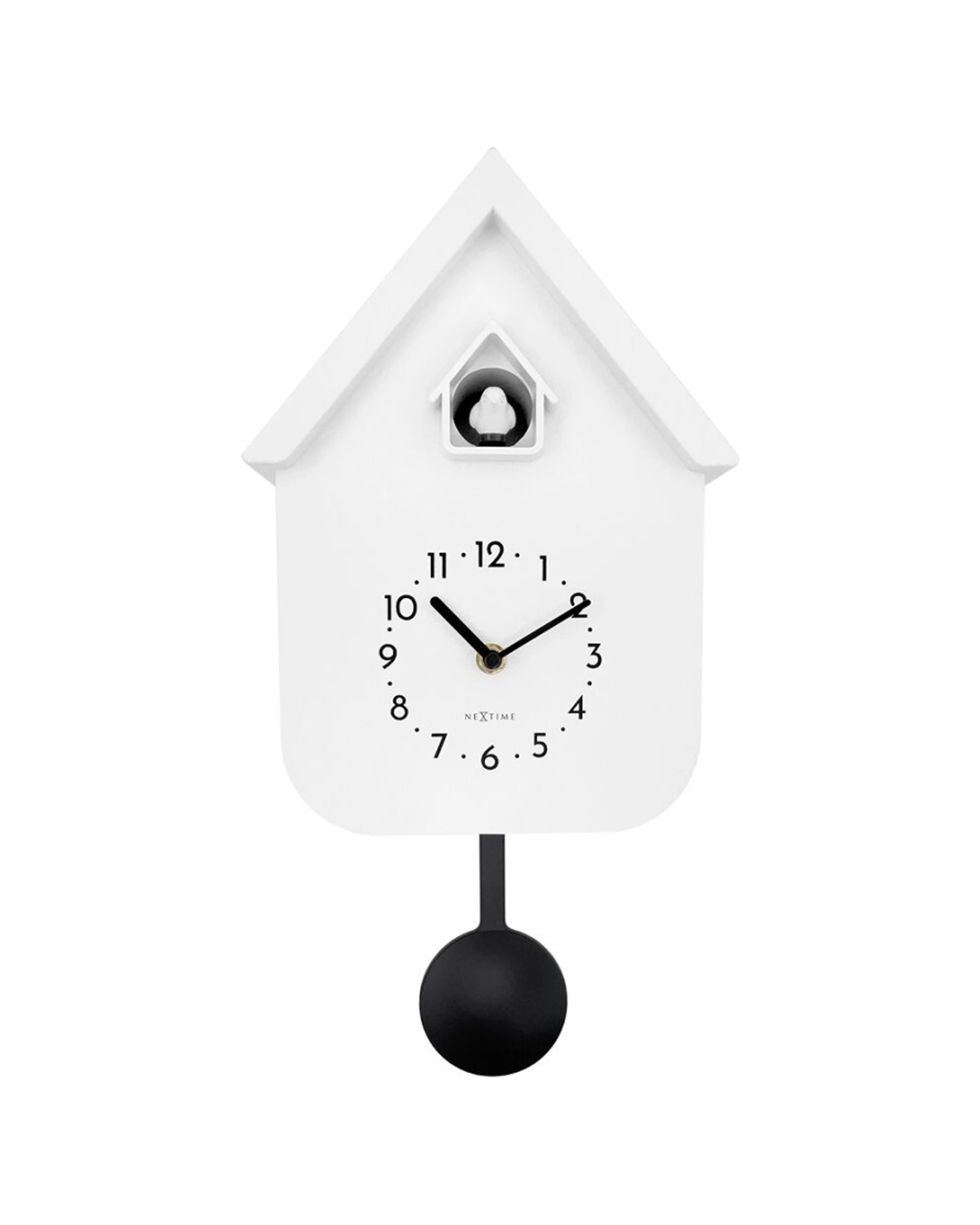 1 NexTime Twitter Cuckoo Wall Clock Vintage Nature Sounds 29.5cm - White, 1 of 5