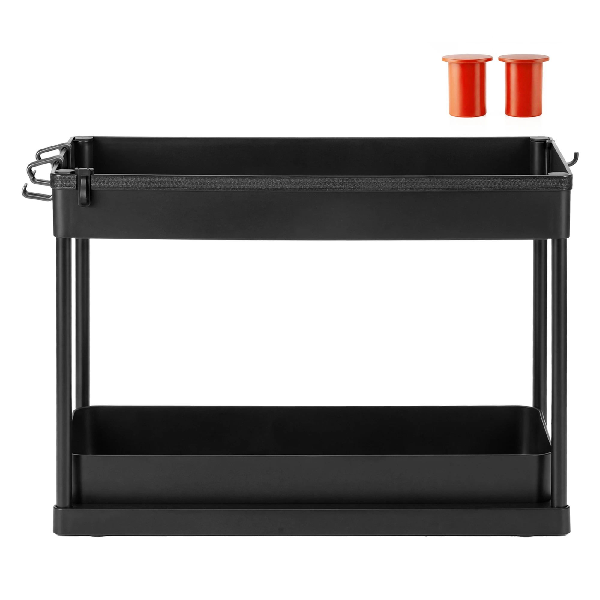 2 Toque 2 x Under Sink Organizer 2 Tiers Storage Sliding Drainage Kitchen Bathroom - Black, 2 of 9