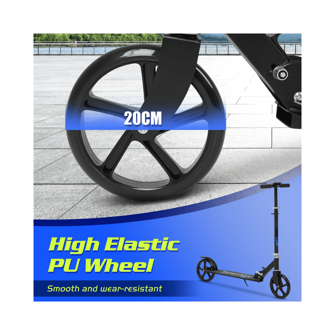 4 Advwin Folding Kids Kick Scooter w/ Big Wheel & Adjustable Height Blue, 4 of 10