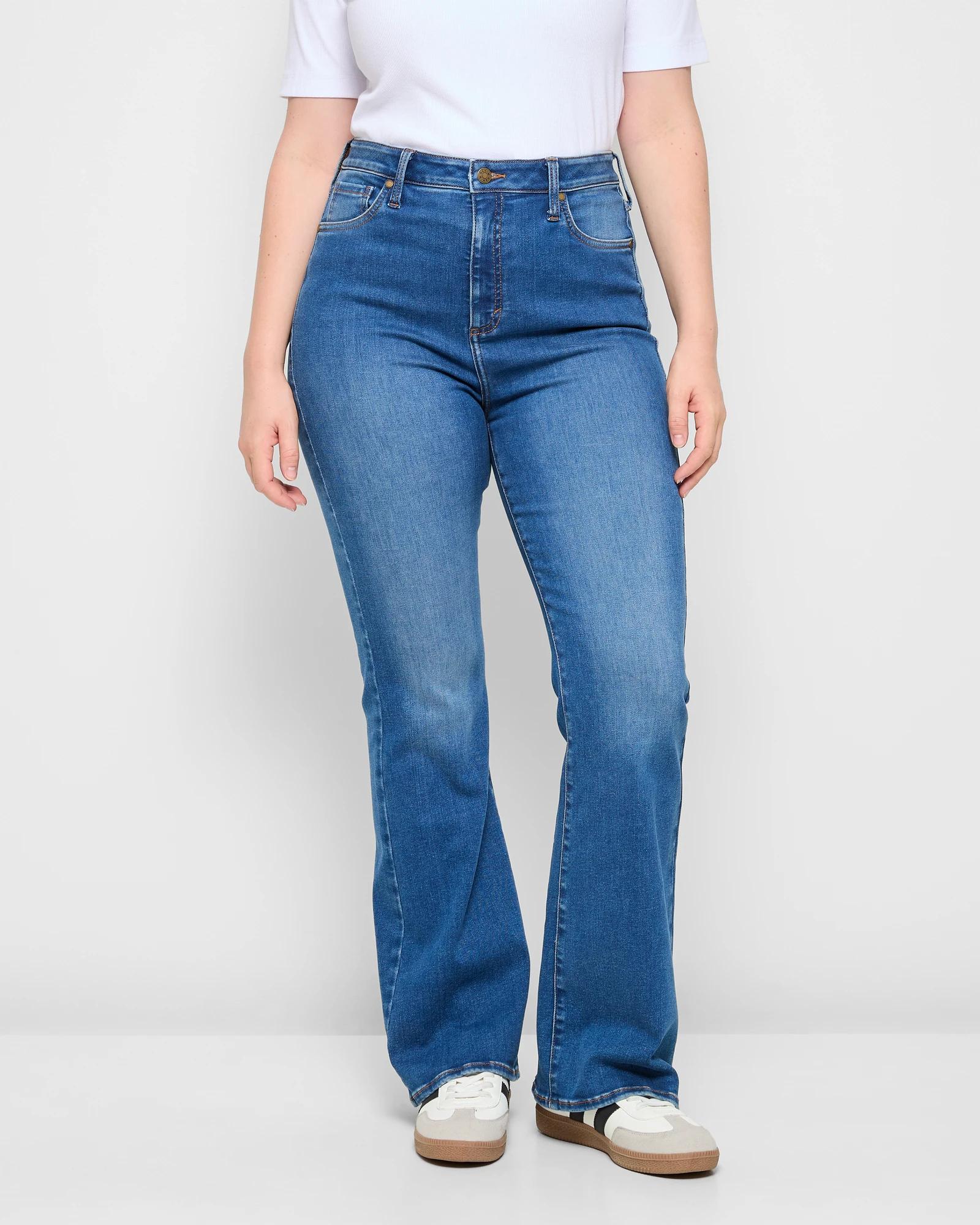 7 Target High Rise Full Length Flare Denim Jeans - Shape Your Body NIAGRA BLUE, 7 of 10