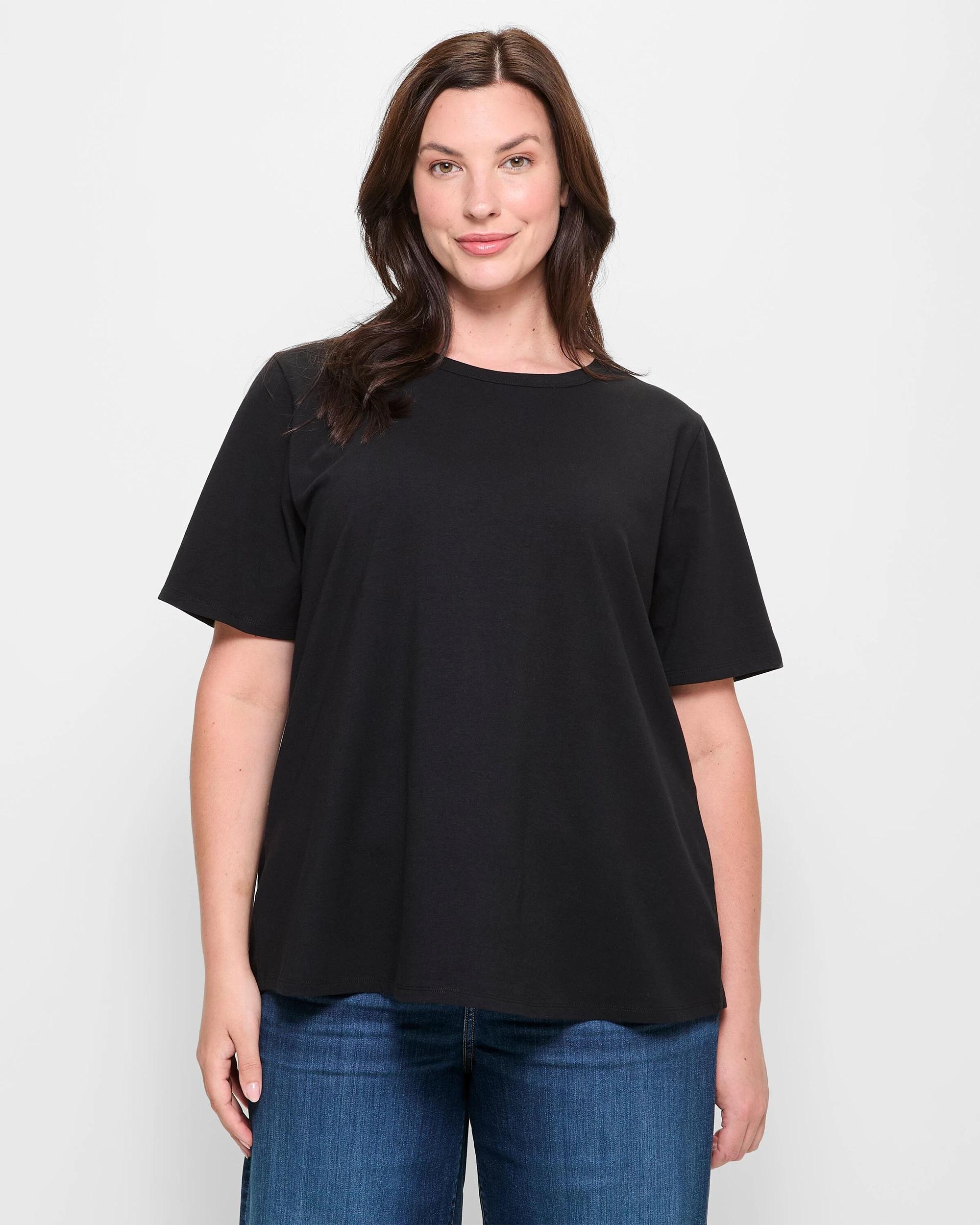 1 Target Curve Plus Size Australian Cotton Crew Neck T-Shirt BLACK, 1 of 9