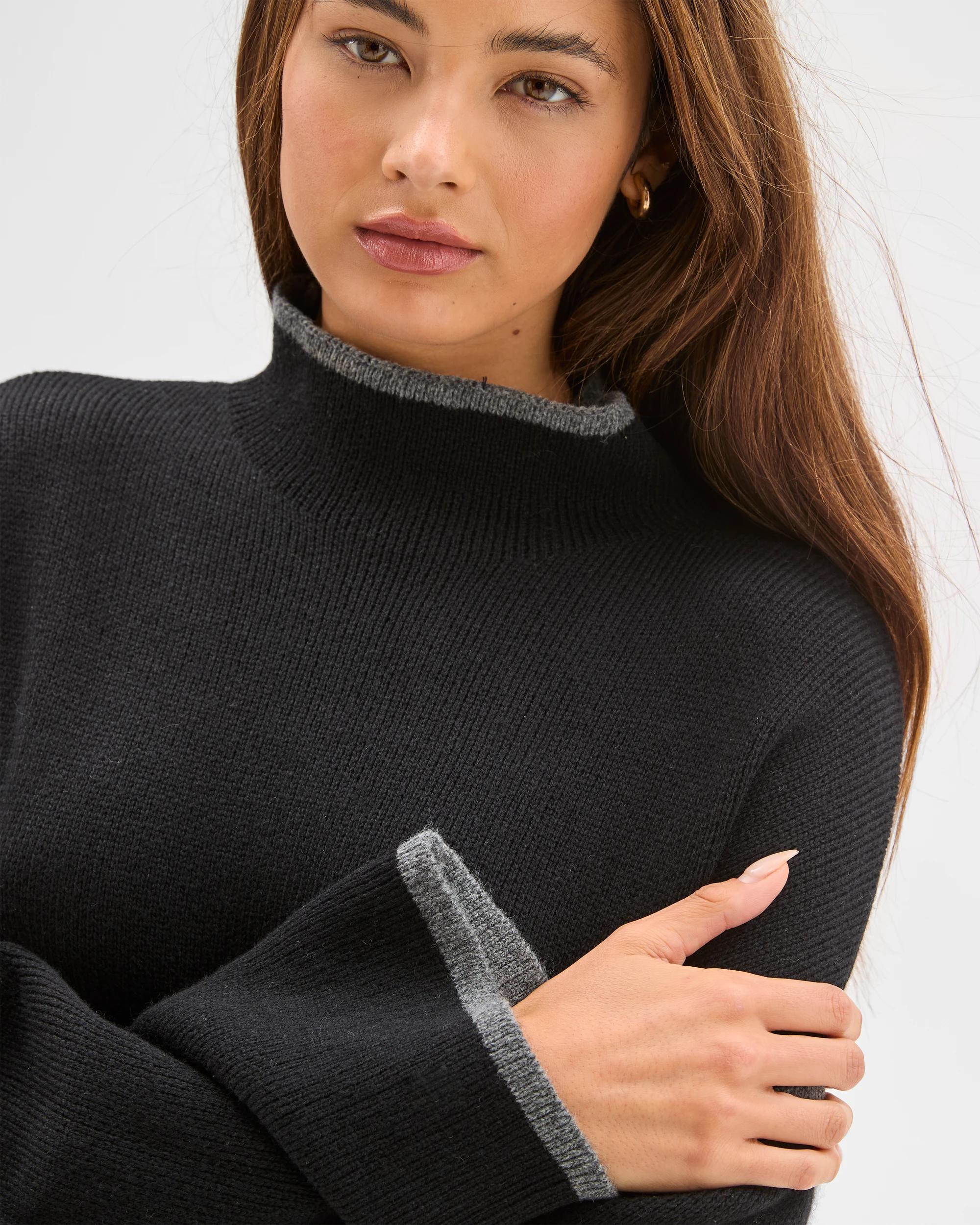 5 Lily Loves High Neck Contrast Jumper BLACK, 5 of 6