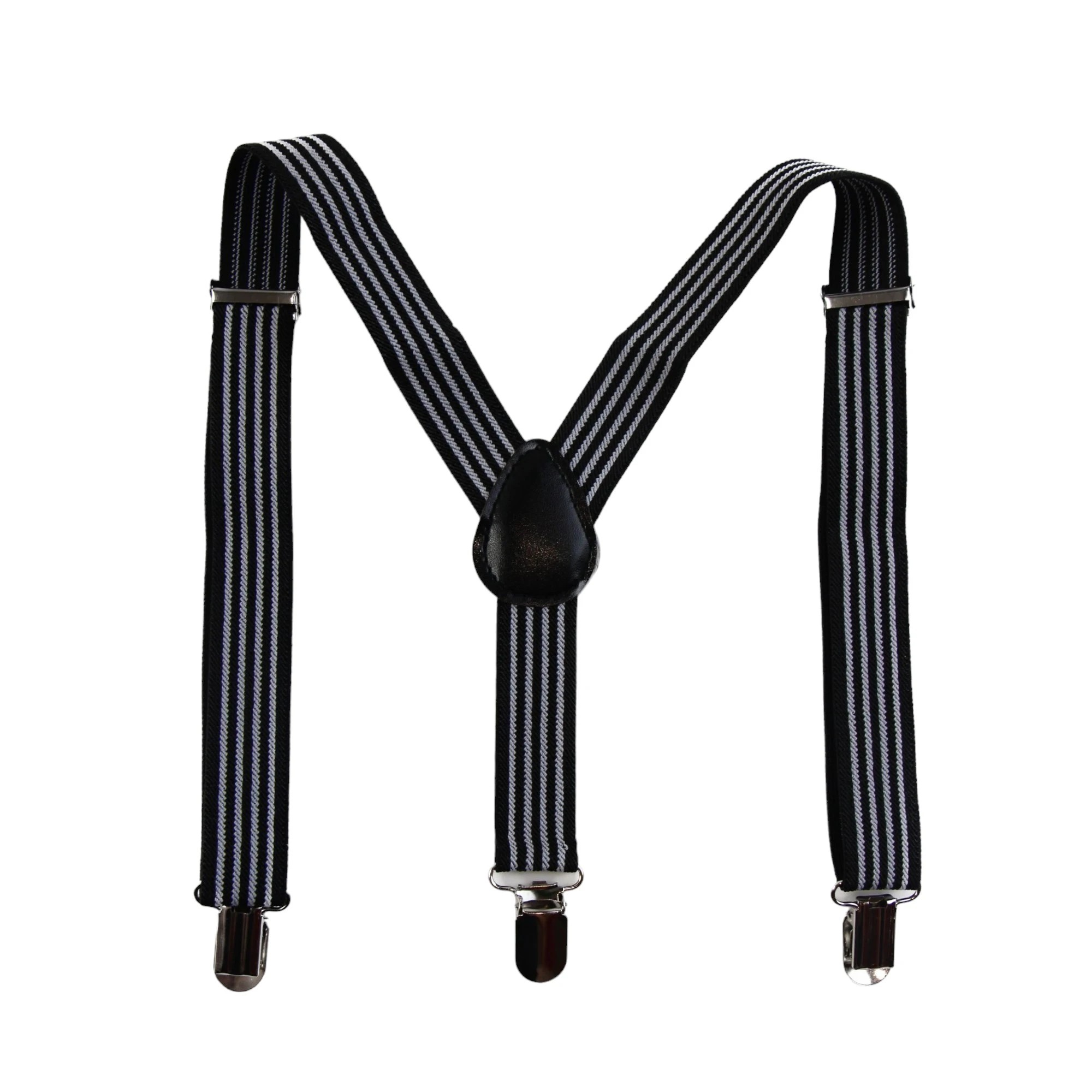 5 Zasel Boys Adjustable Black & White Striped Patterned Suspenders - Multi - Multi, 5 of 5