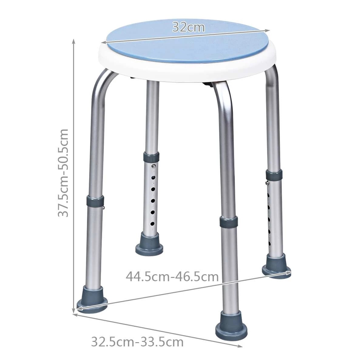 7 Costway 360° Rotating Shower Stool Aluminum Bath Chair for Senior, 7 of 9