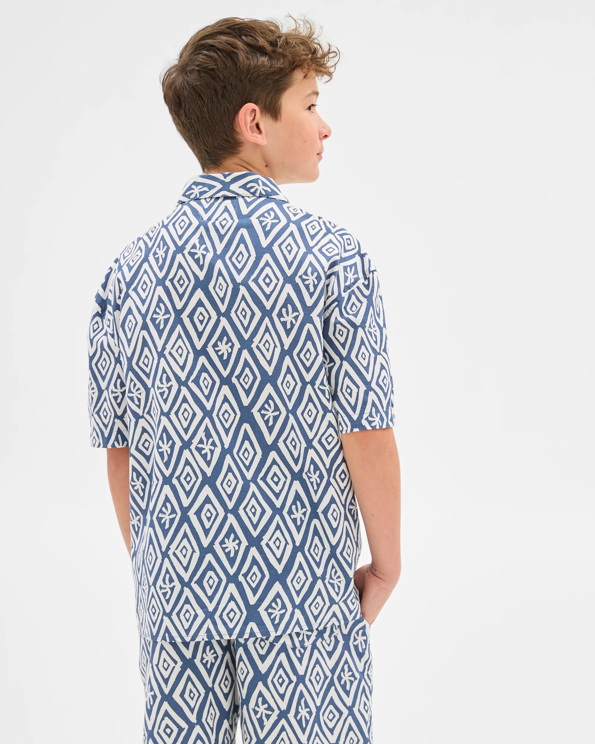 3 Target Woven Short Sleeve Shirt BLUE GEO, 3 of 6