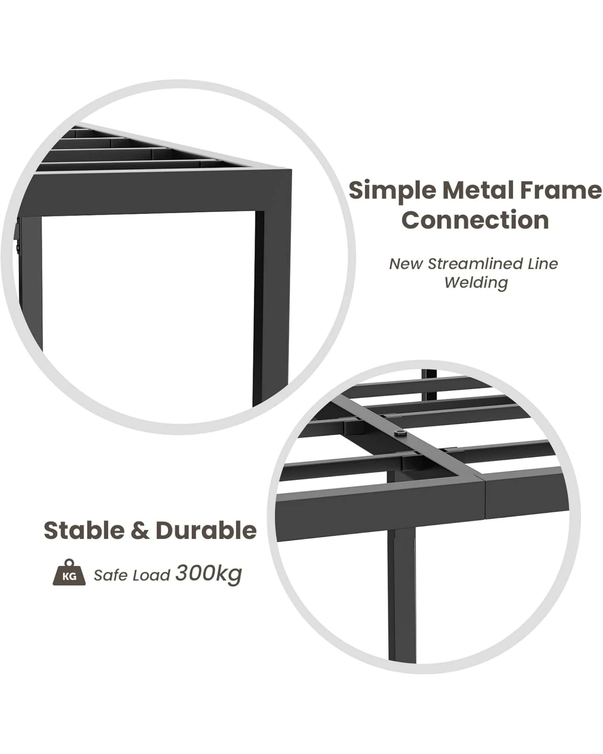 4 Advwin Single Metal Bed Frame Black, 4 of 8