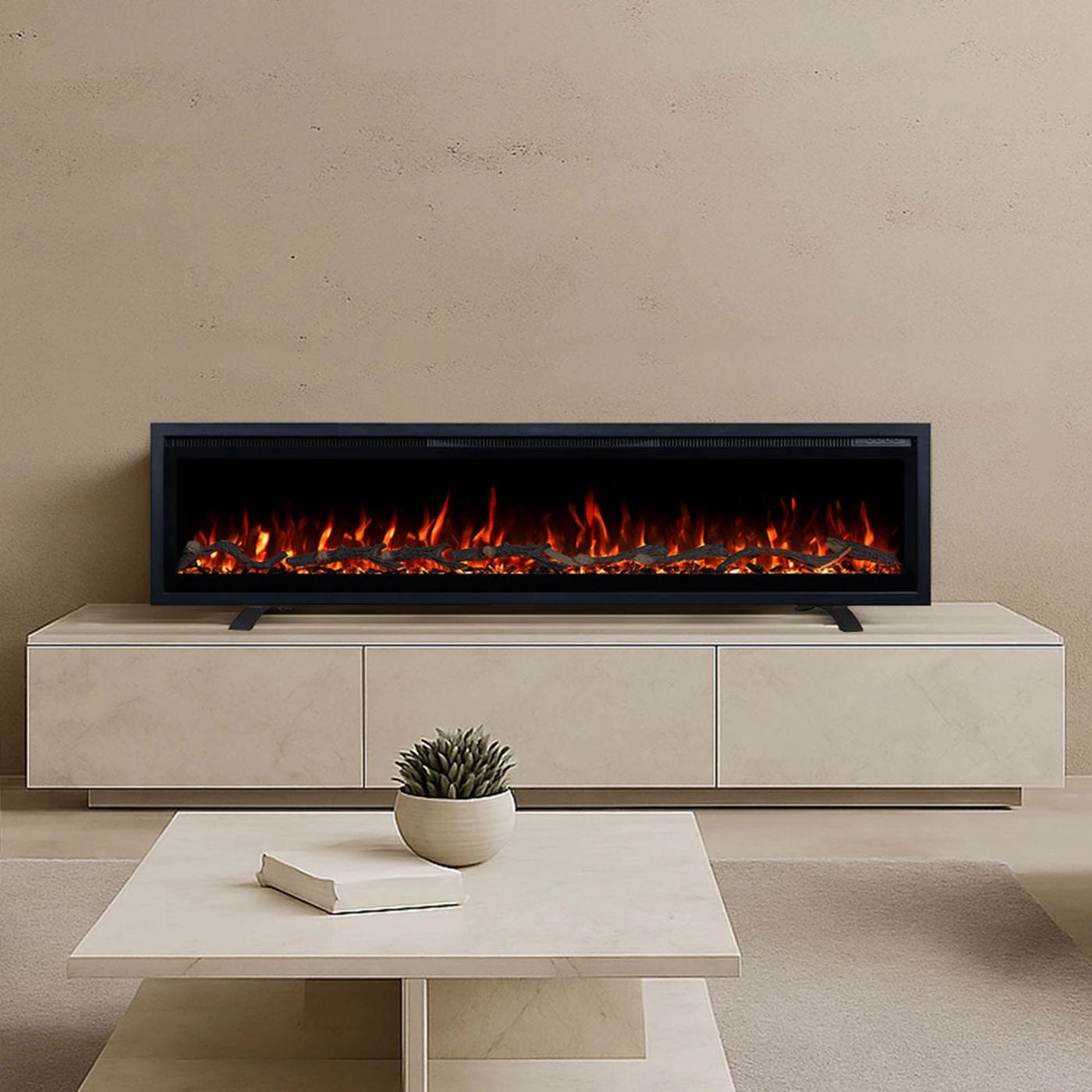 1 Moda Living Lucerne 60 inch Electric Fireplace - Black, 1 of 5