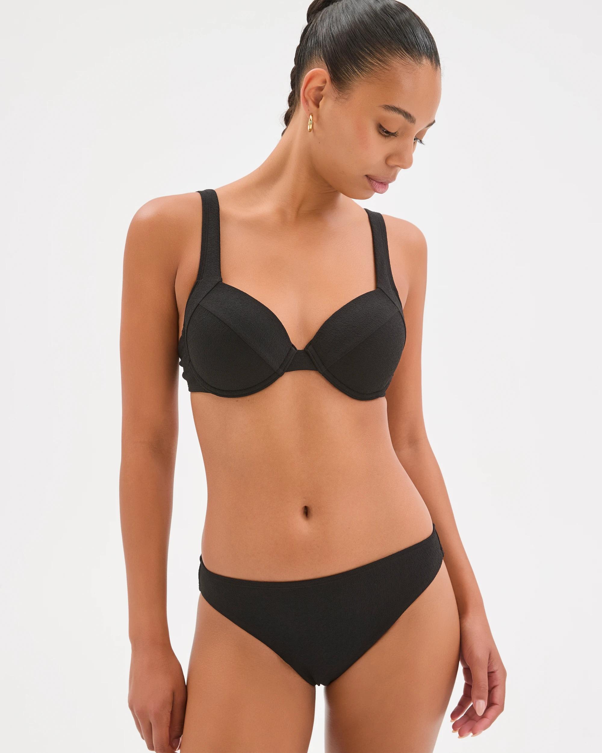 4 Target Woman Resort Low Rise Soft Textured Swim Bikini Bottoms BLACK, 4 of 9