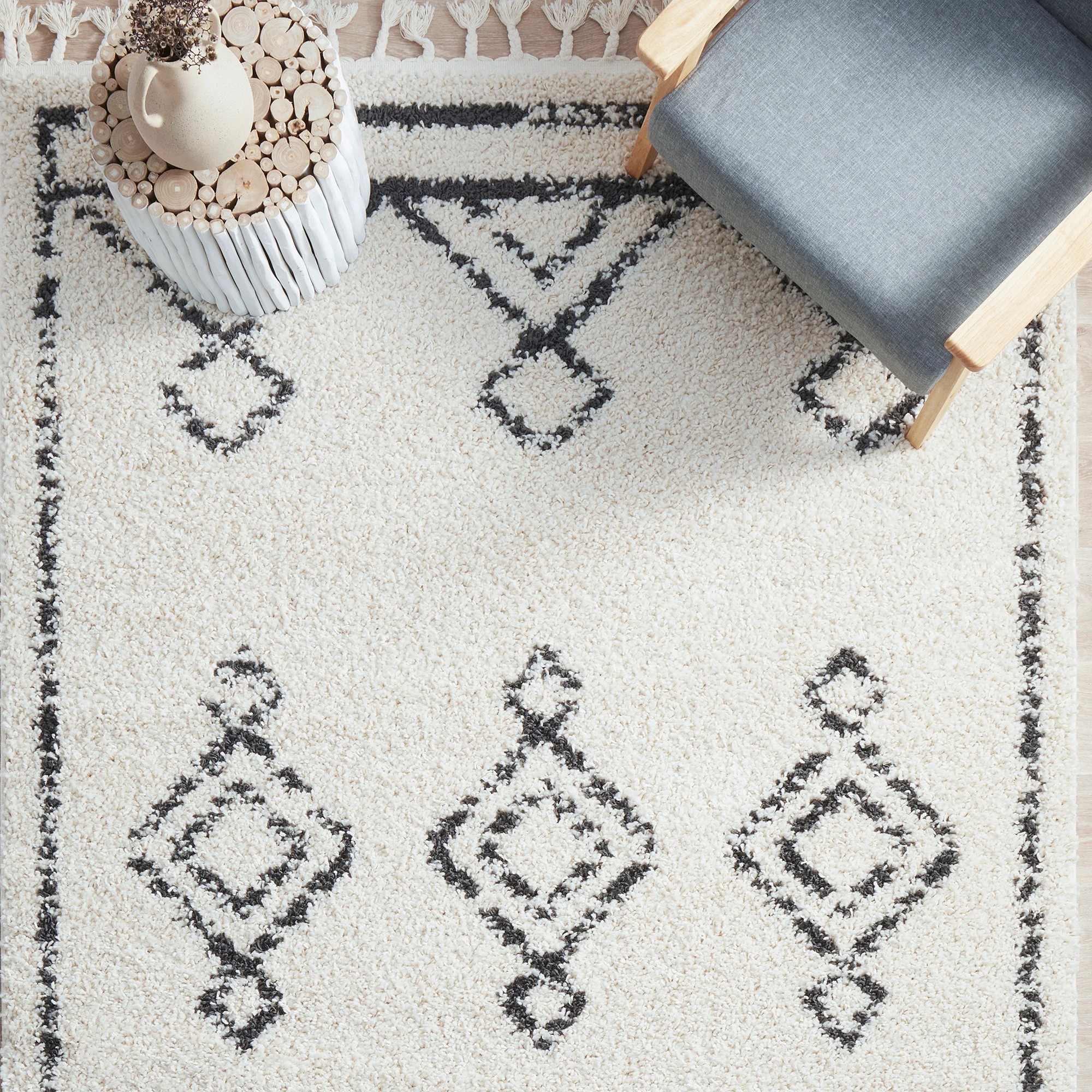 3 Common Ground Rugs Tangier Temara 150x80cm - Small Shag Rug - Natural, 3 of 7