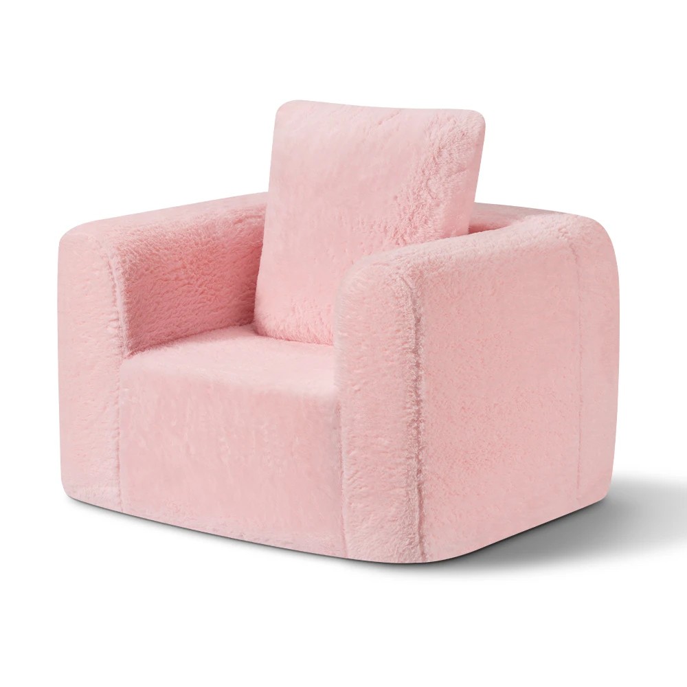1 Playpals Kid Sofa Lounge Couch with Pillow High Back Toddler Chair - Pink, 1 of 3