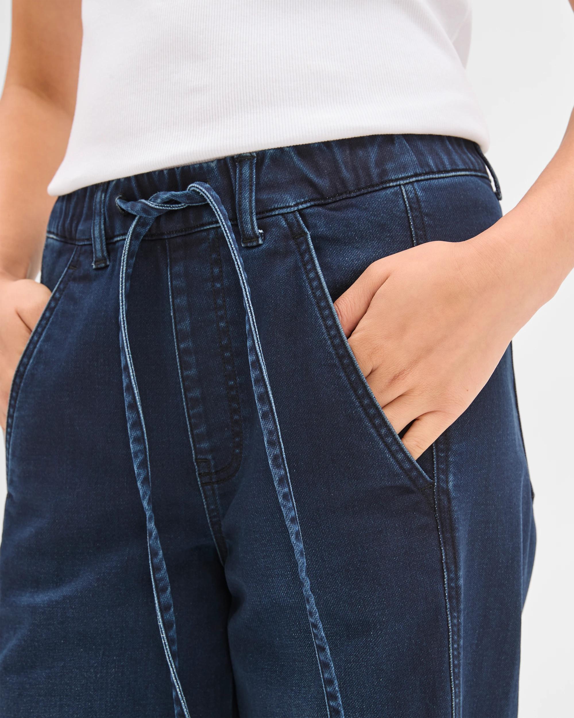 3 Target Denim Pull On Wide Leg Knit Denim Jeans MOONLIGHT, 3 of 5
