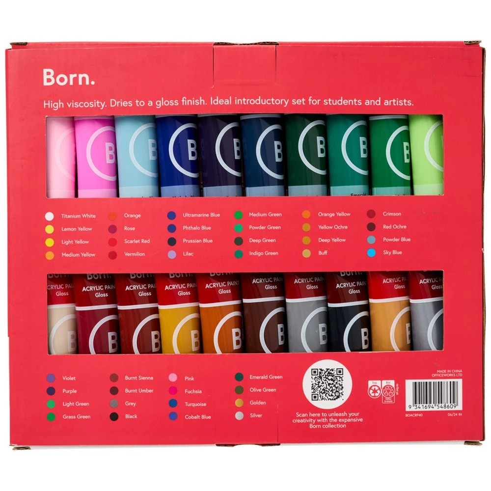 3 Born Acrylic Paint Set 40 Pieces, 3 of 3