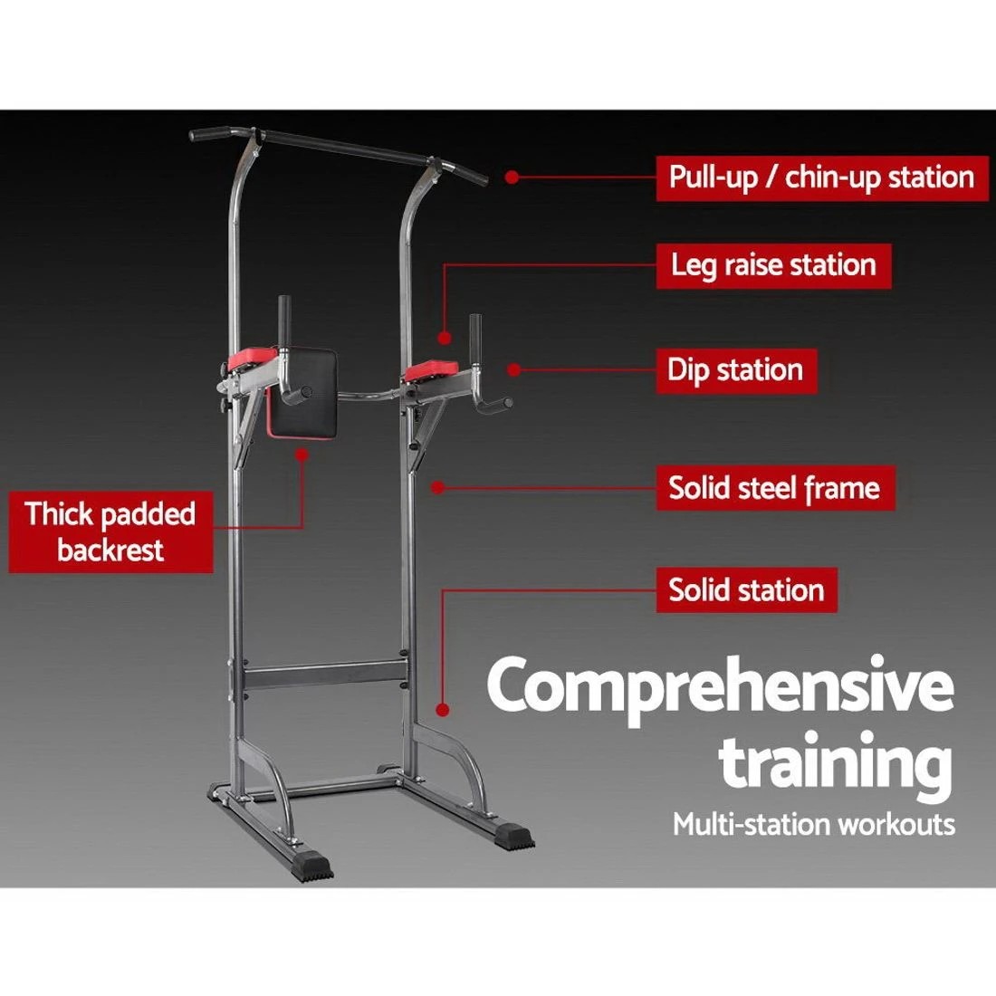 3 Everfit Weight Bench Chin Up Tower Bench Press Home Gym Wokout 200kg - Black, 3 of 8