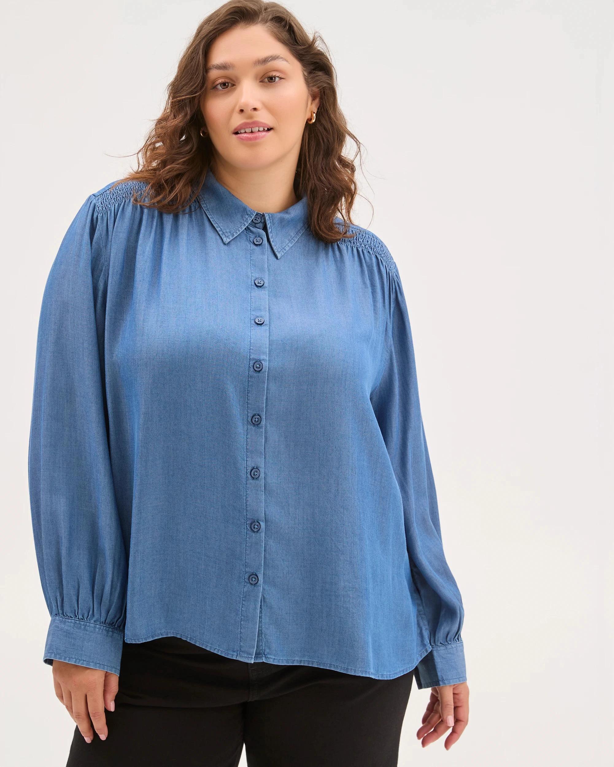 2 Target Curve Plus Size Chambray Shirt VINTAGE WASH, 2 of 6