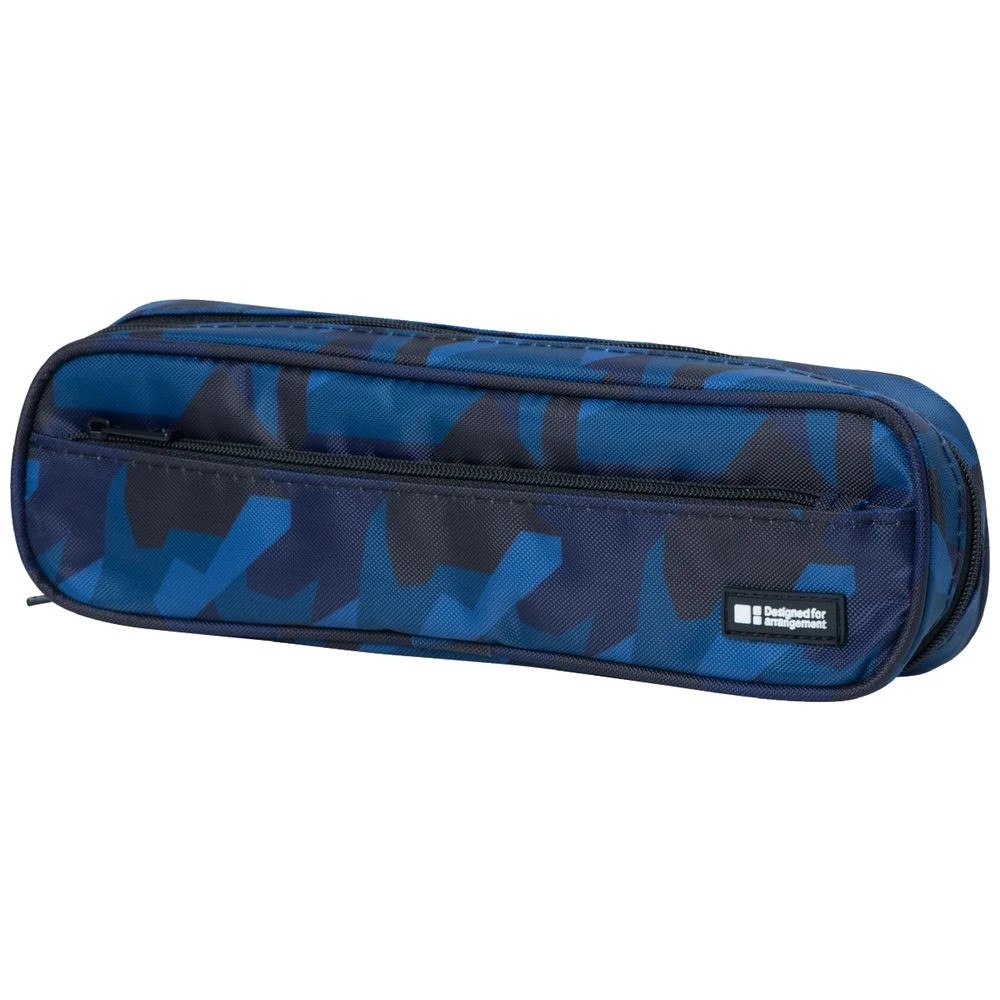 1 Liht Lab Twin Zip Multi Compartment Pencil Case Navy Camo, 1 of 4