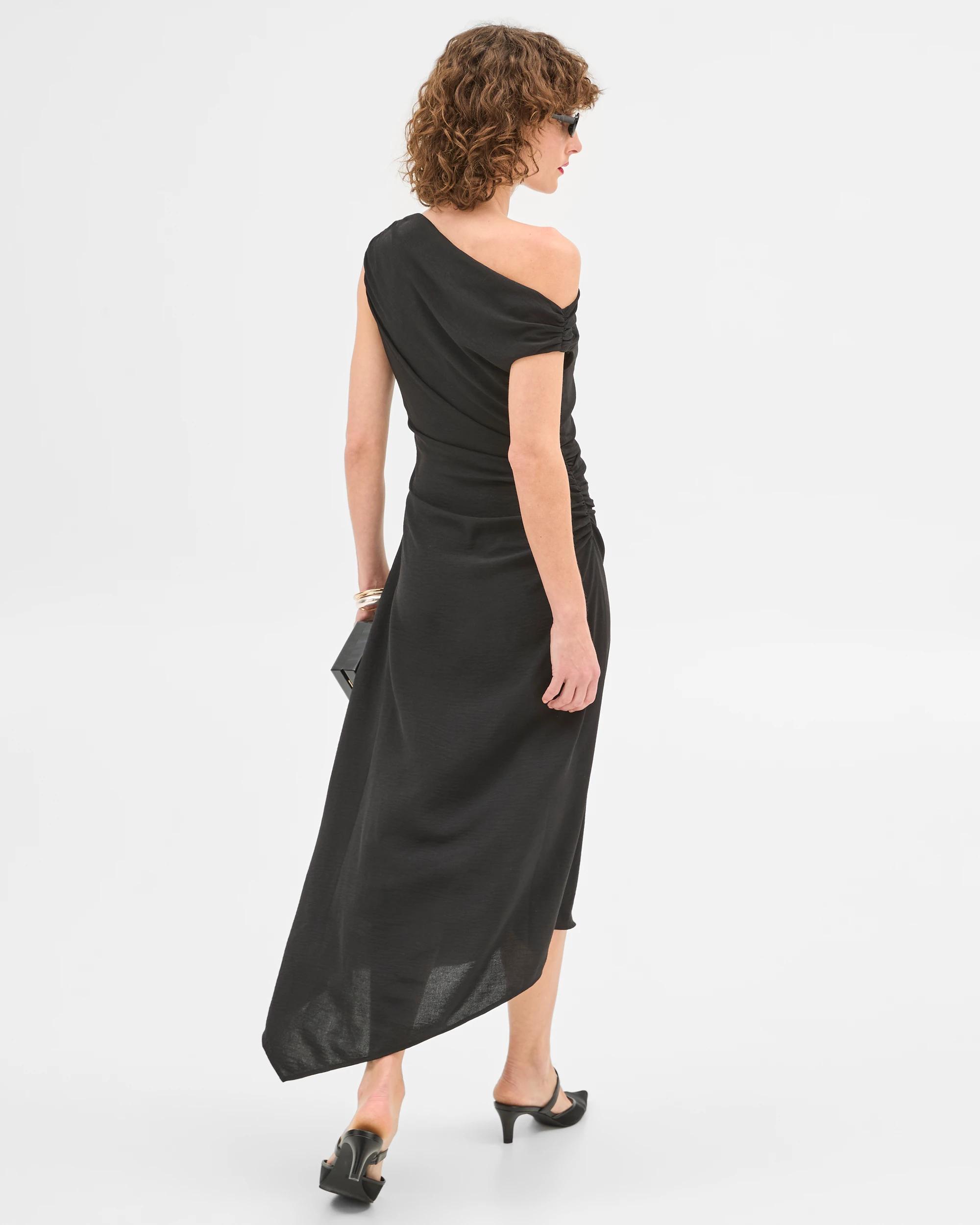 6 Sleeveless Gathered Dress - Preview BLACK, 6 of 7