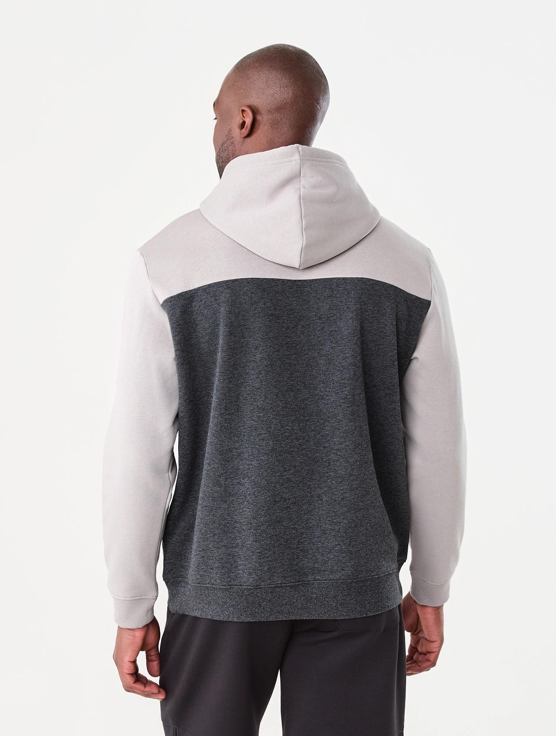 3 Active Mens Colour Block Hoodie Grey/char, 3 of 6