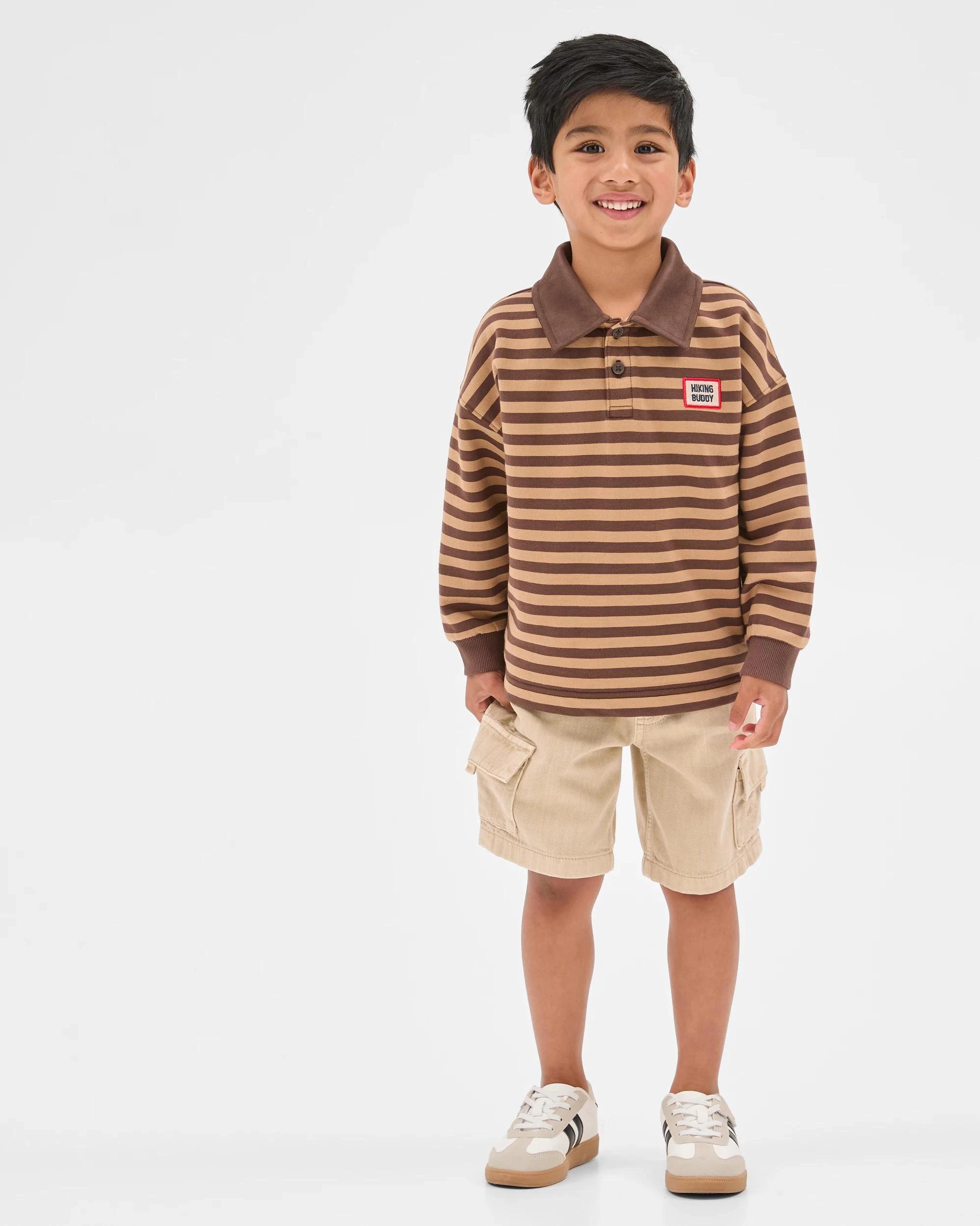 3 Target Kids Australian Cotton Rugby Top BROWN STRIPE, 3 of 7