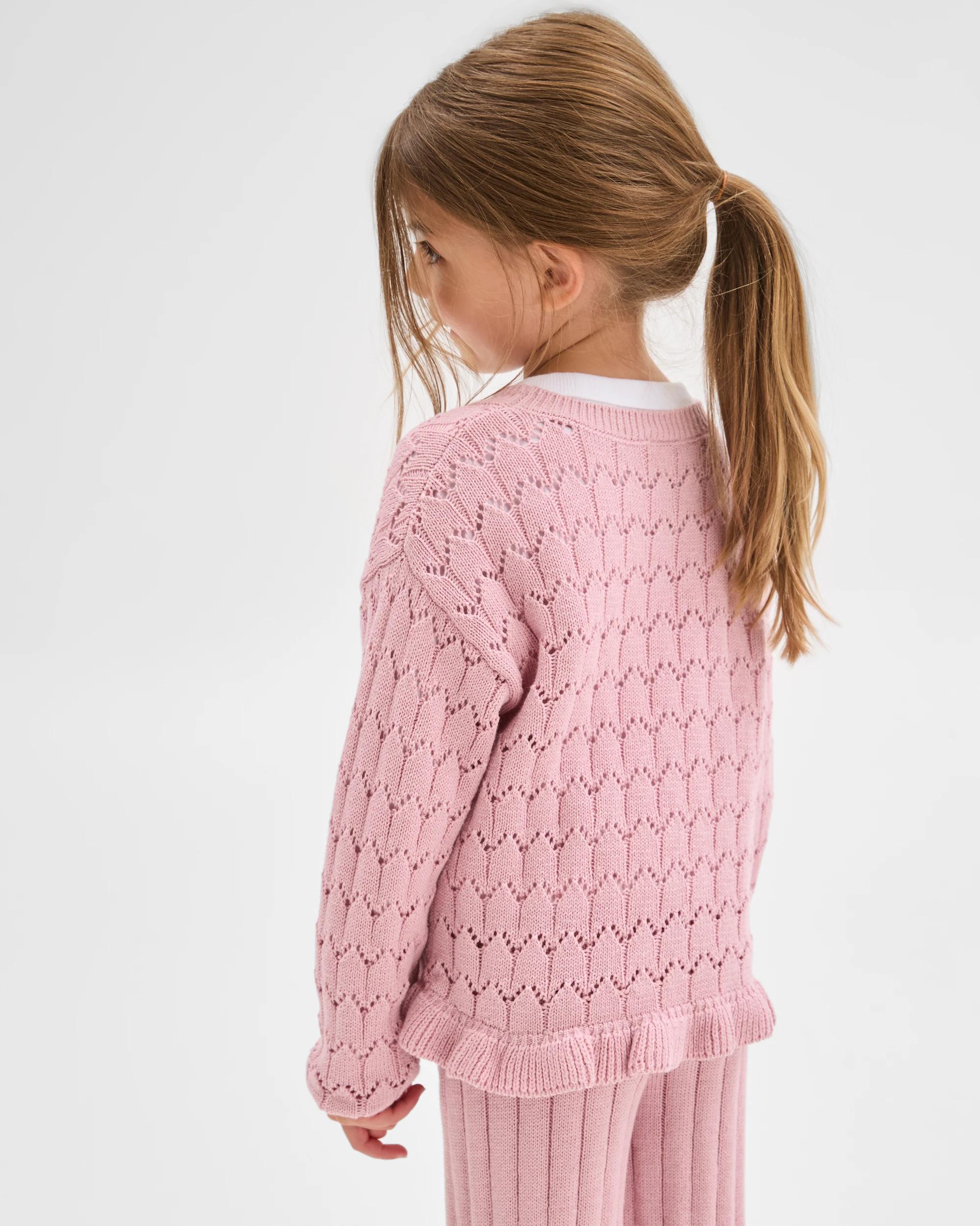 4 Target Kids Australian Cotton Pointelle Embroidered Jumper PINK, 4 of 5