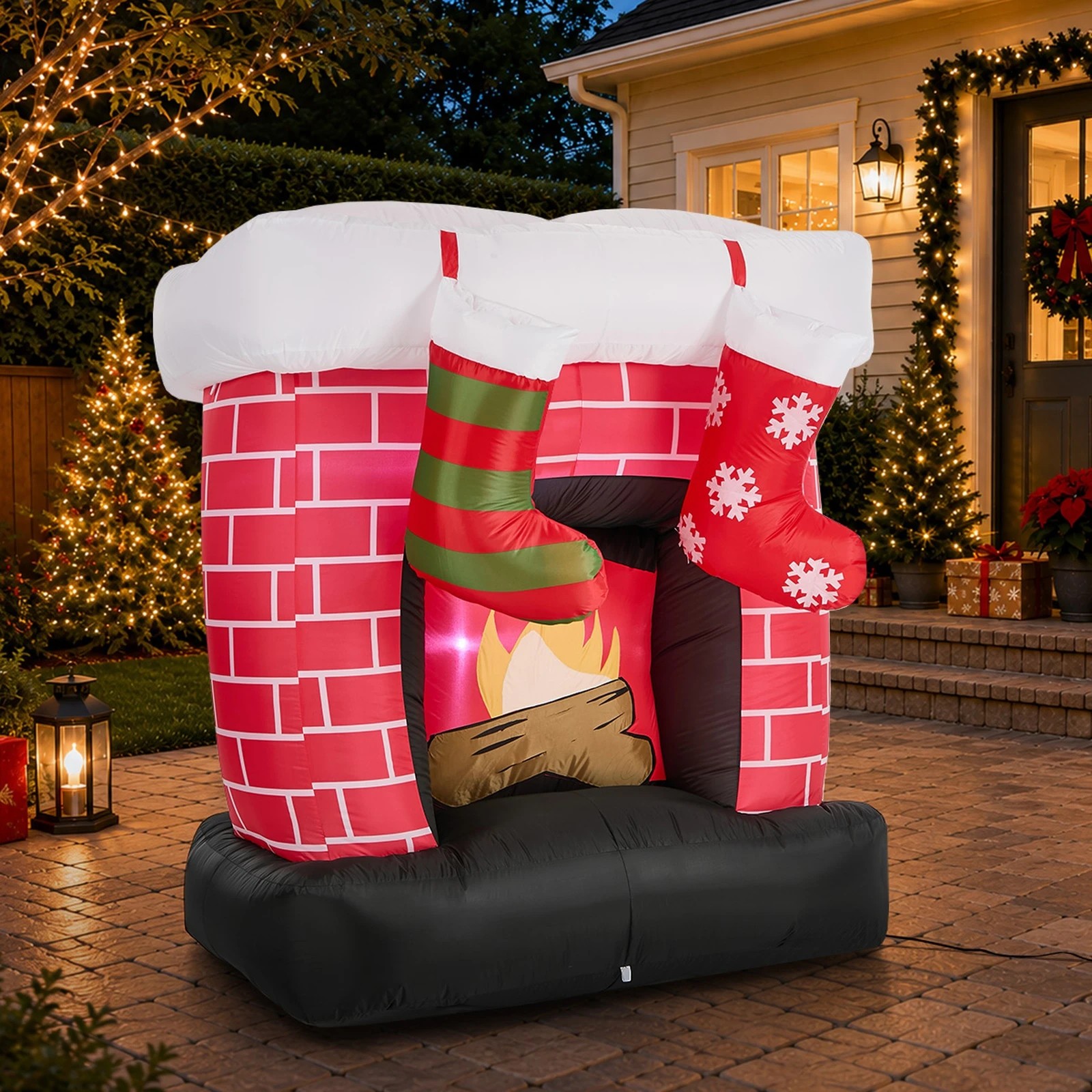 4 Tinseltown 1.5M Christmas Inflatable Fireplace LED Light Indoor Outdoor Decor - Multi, 4 of 8