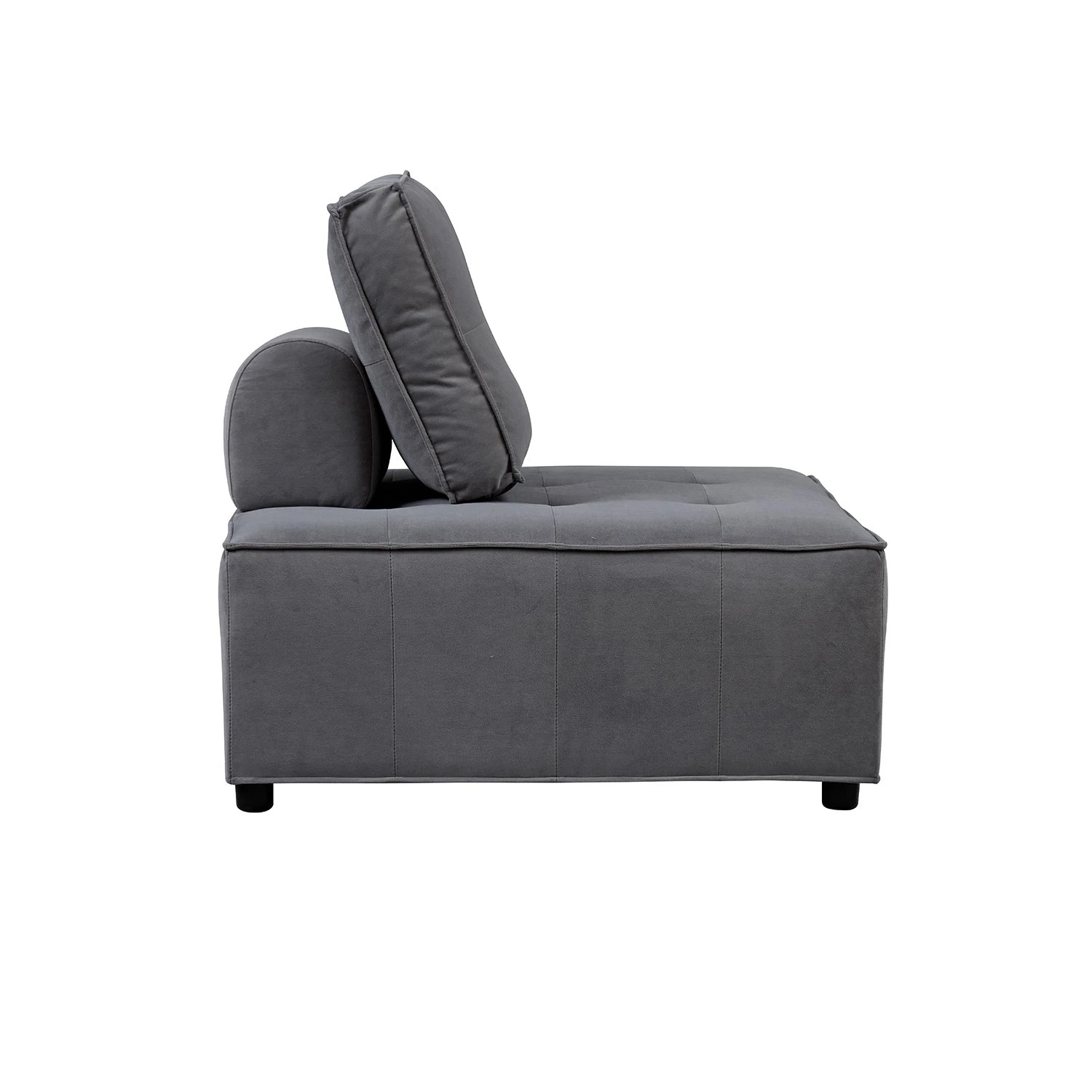 2 Foret 86cm Armless Seat Modular Extension Lounge Couch Velvet Sofa Light Grey, 2 of 9
