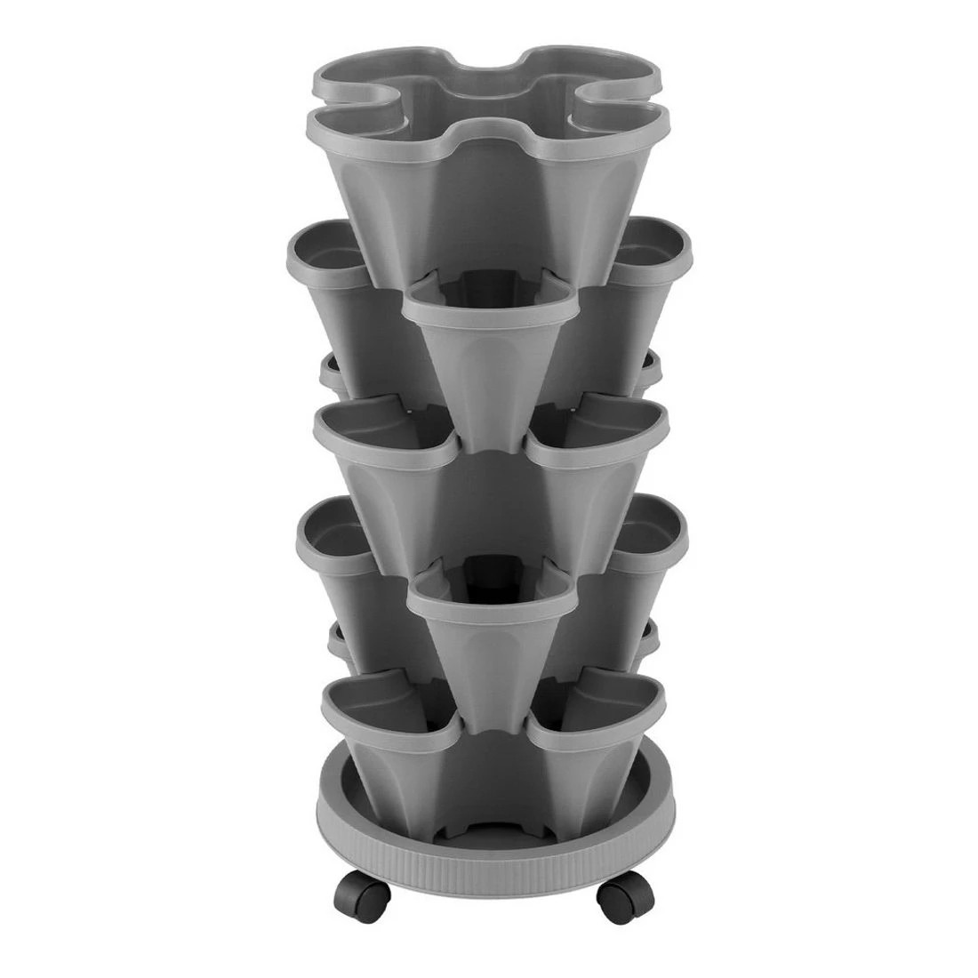 3 Green Fingers Raised Garden Bed 5 Tier Vertical Garden Strawberry Stackable Planters Herbs Petunias - Grey, 3 of 5
