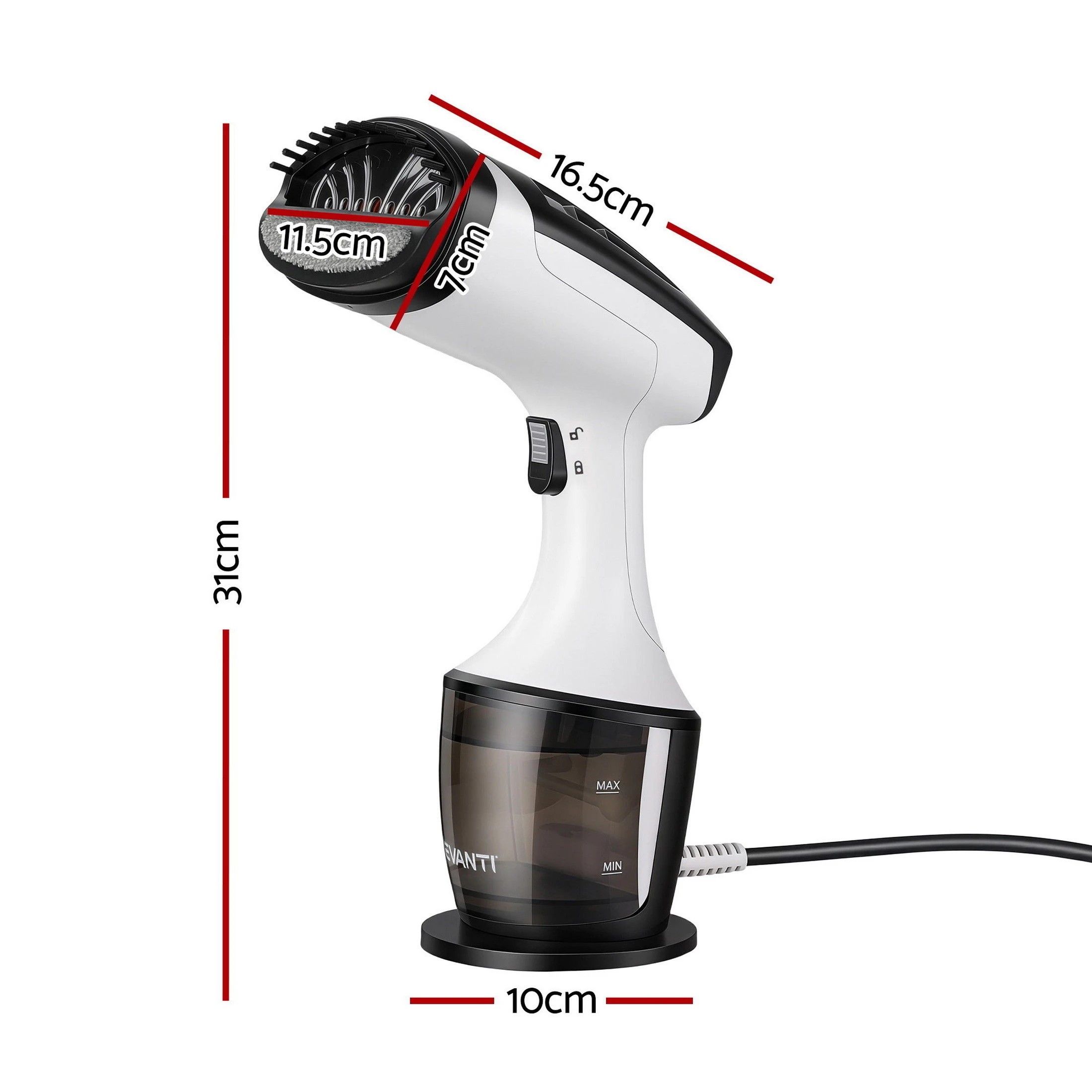 2 Devanti Clothes Steamer 1500W Fast 30s Heat-Up Portable Handheld Steam Iron for Home Travel Business - White, 2 of 9