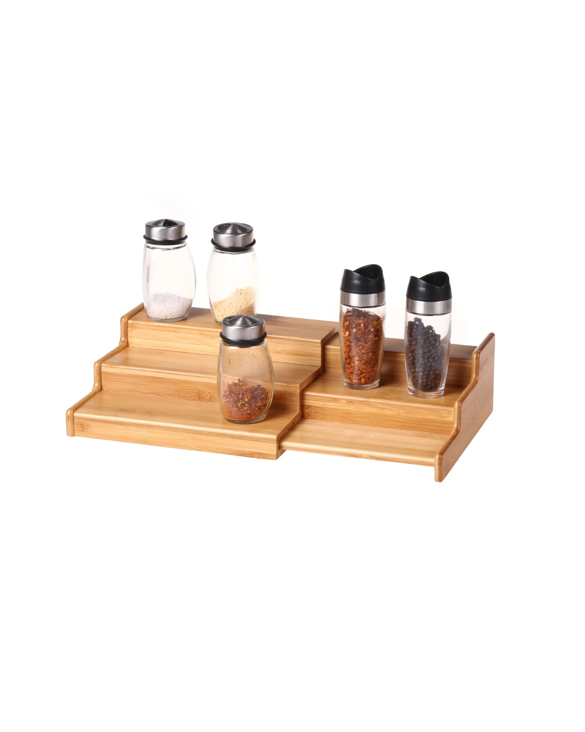 1 Gourmet Kitchen 3 Tier Expandable Spice Rack 23x21x8.4cm - Natural Brown, 1 of 5