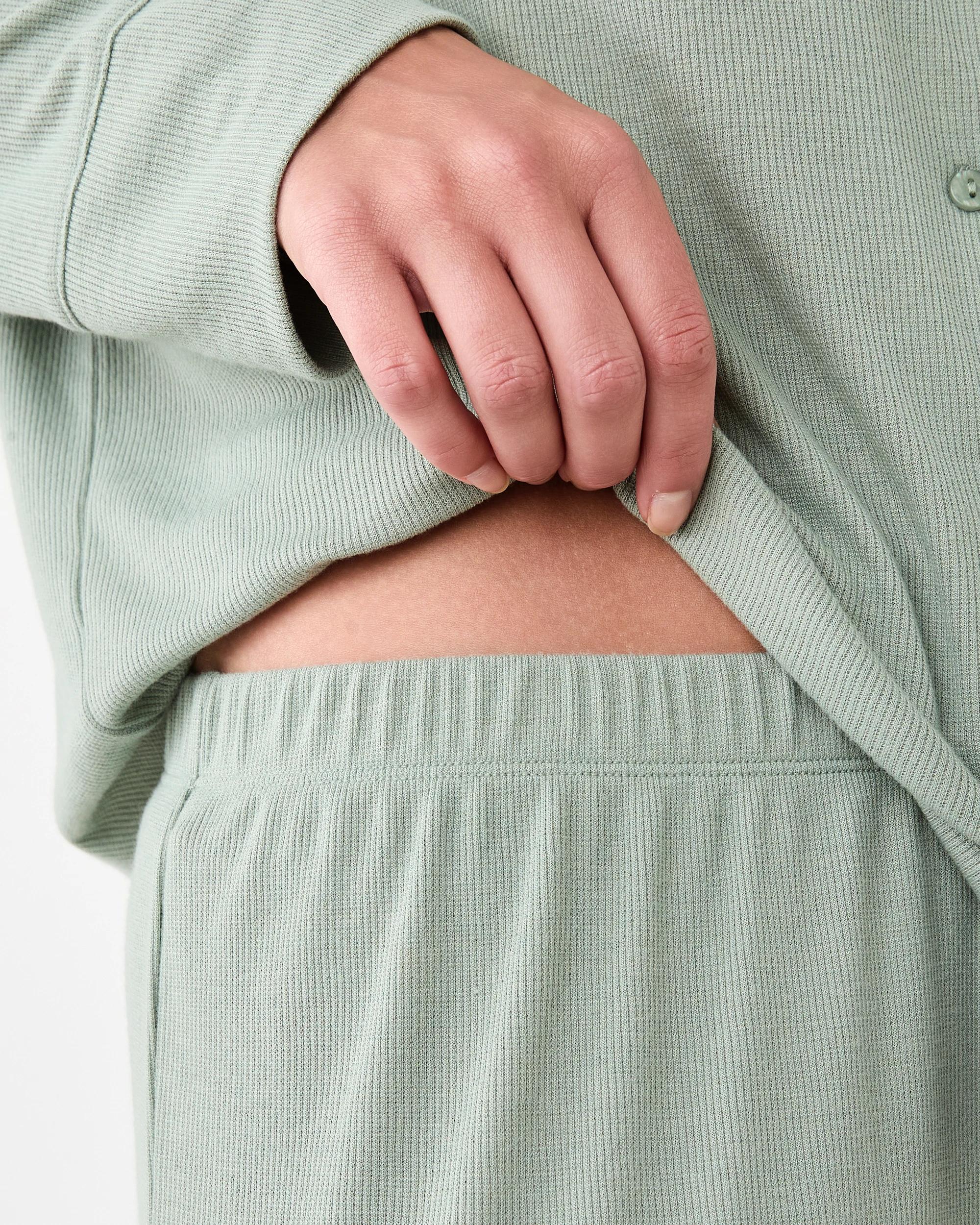 8 Long Sleeve Top and Pants Comfort Rib Pyjama Set Ice Grn, 8 of 8