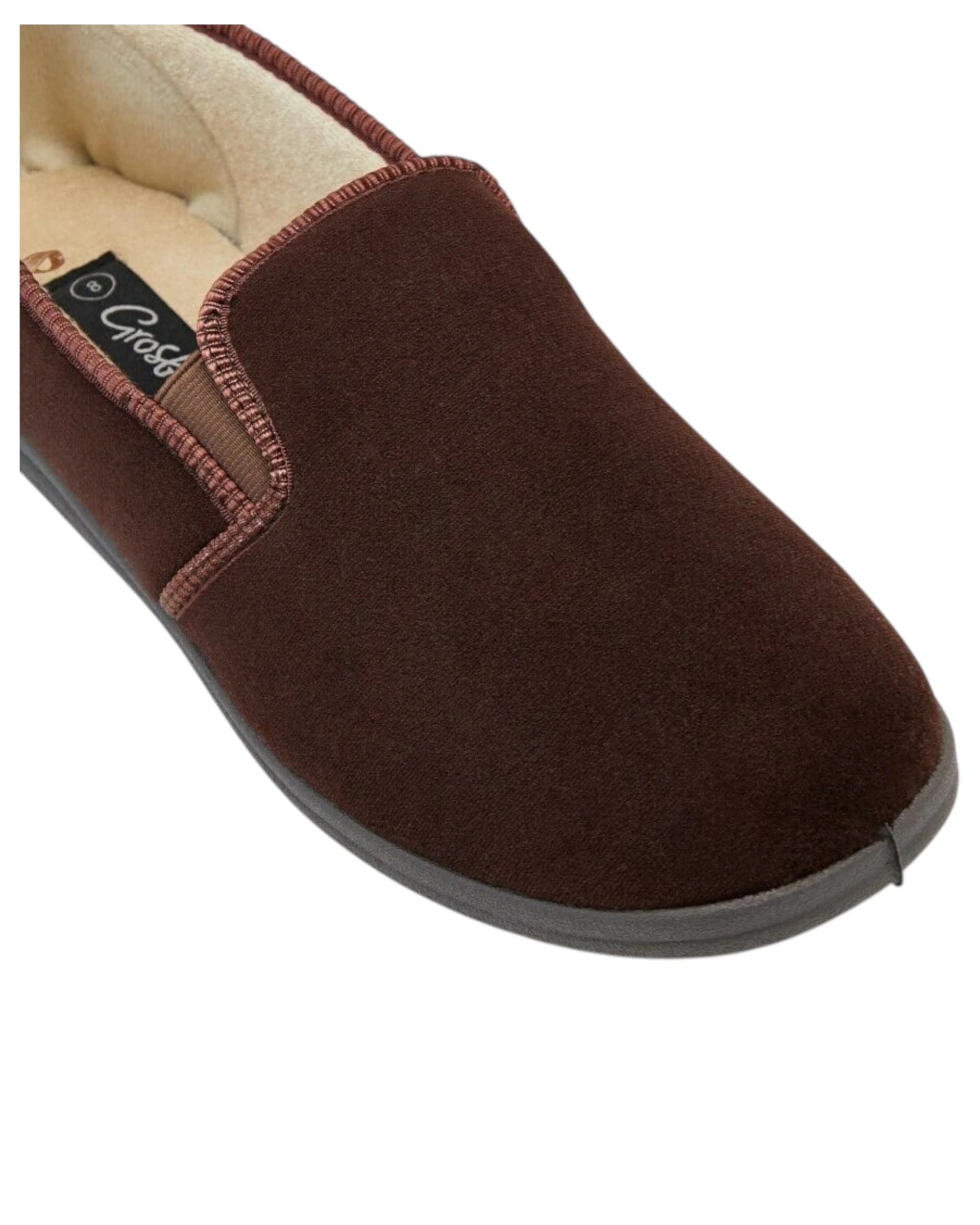 3 Grosby Percy Slippers Mens Shoes Casual Slip On Moccasins Navy CHOCOLATE, 3 of 4