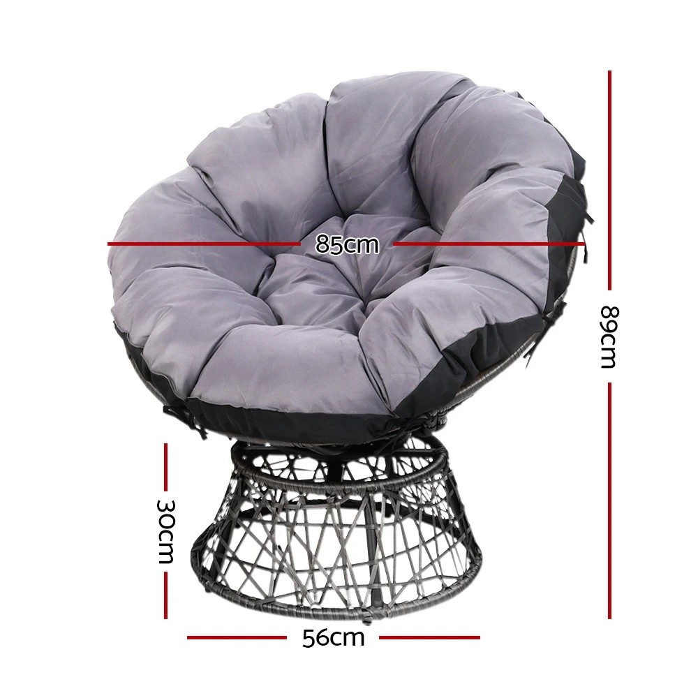 2 Gardeon Outdoor Lounge Setting Furniture Wicker Papasan Chairs Table Patio - Grey, 2 of 7
