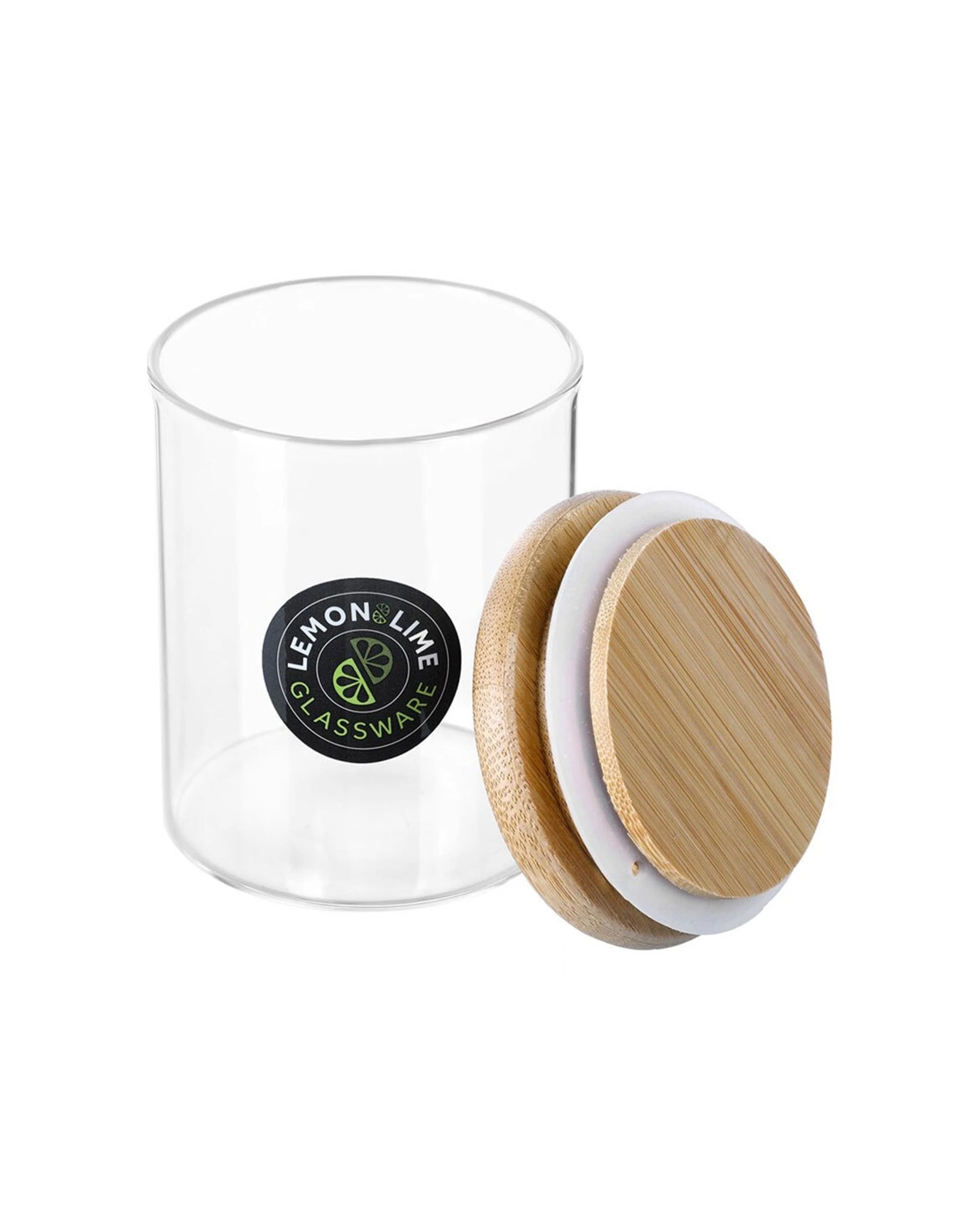 3 Lemon & Lime Glass Jar Camden 200ml Bamboo Lid Canister Food Storage Container
 - Natural, 3 of 4