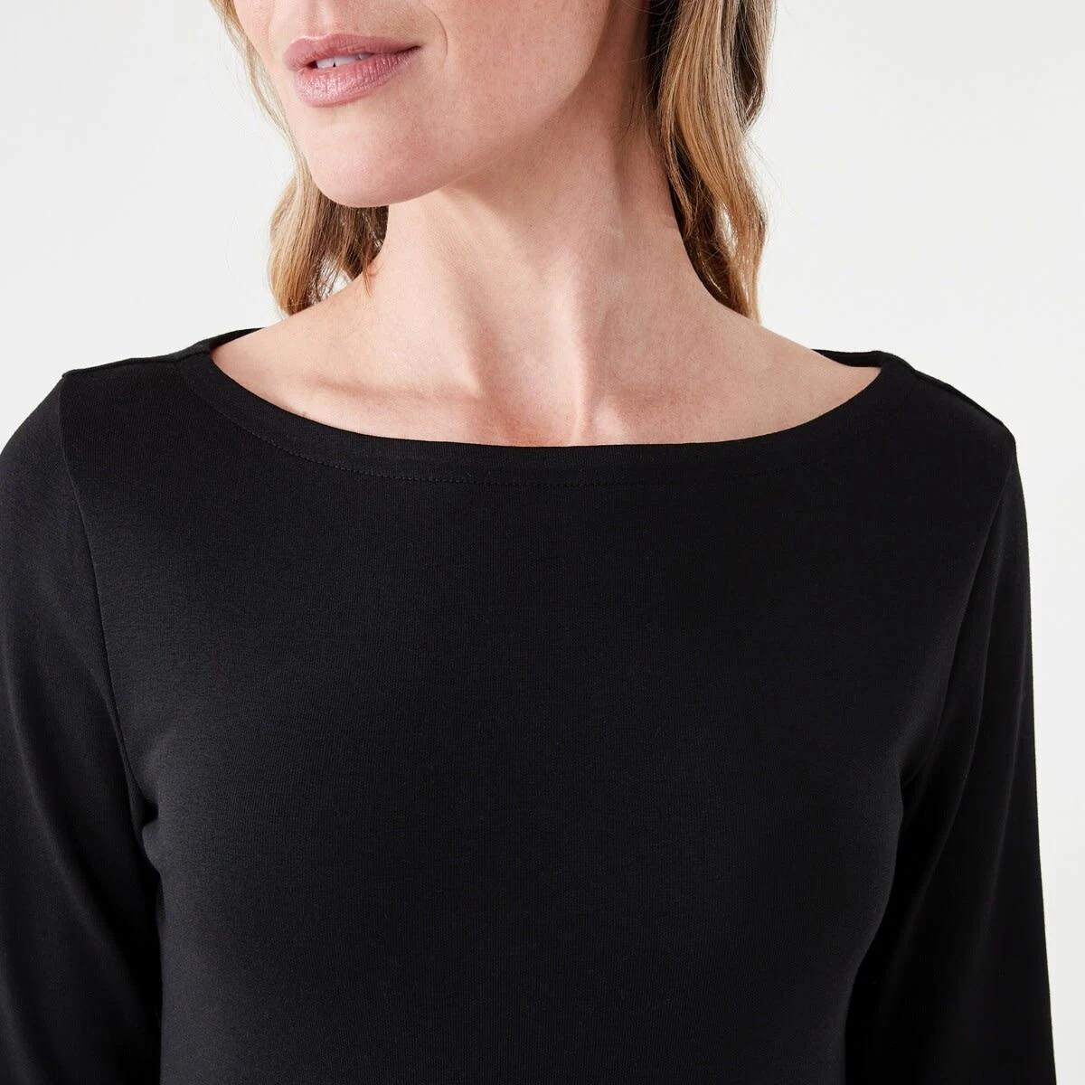 5 Long Sleeve Modal Boat Neck Top BLACK, 5 of 5