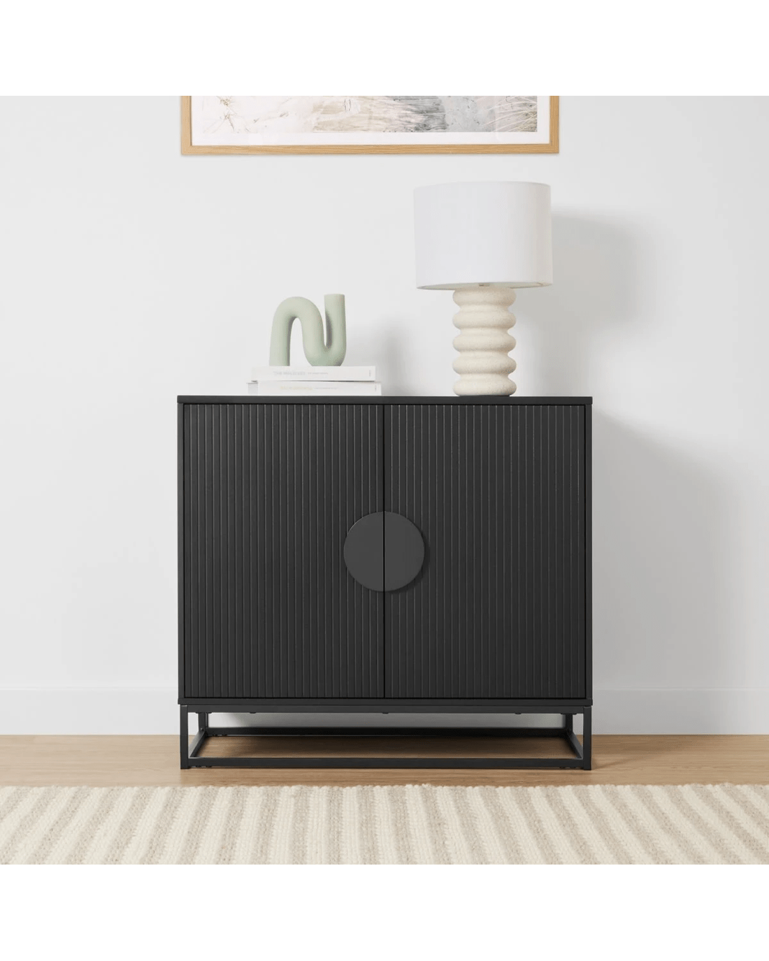 1 Stevie Ribbed Cabinet - Black, 1 of 9