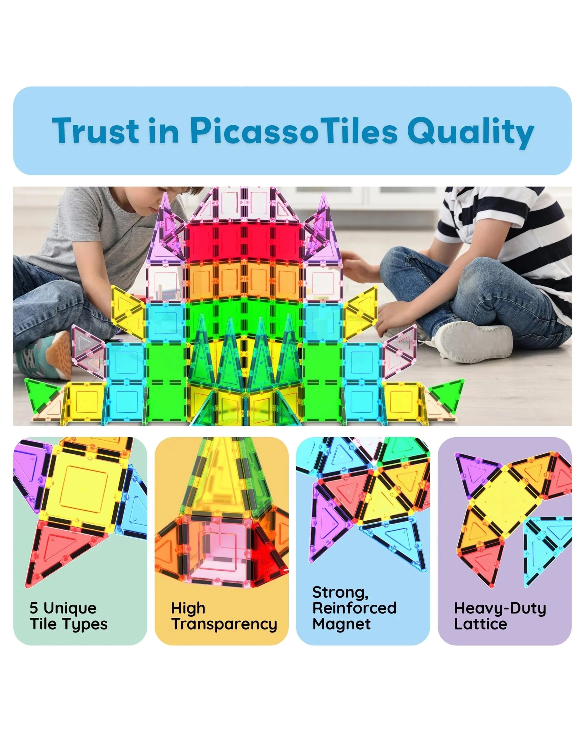 9 PicassoTiles Magnetic Tile Classic Building Set 101 Pieces, 9 of 9