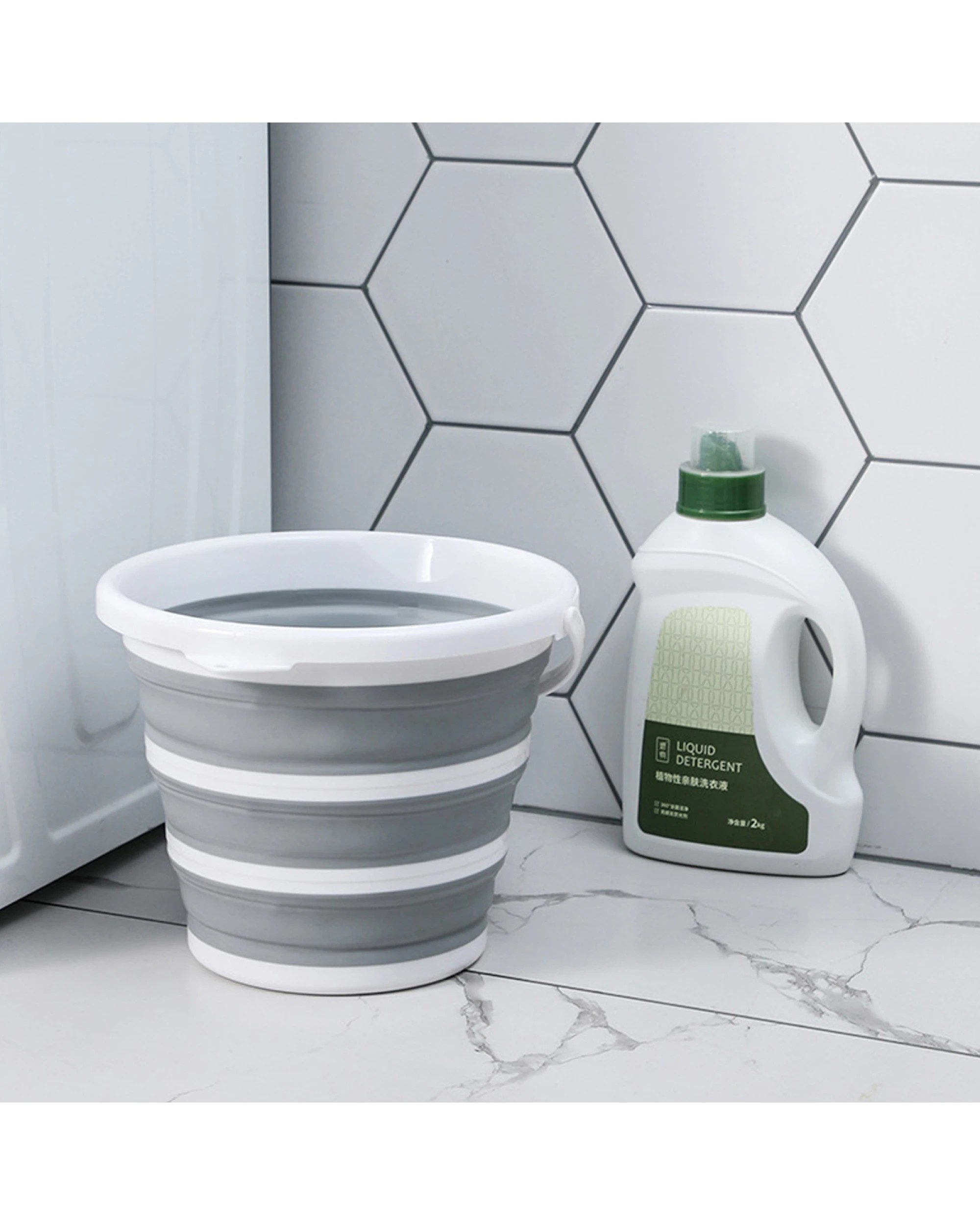 3 BR Home Foldable Silicone Bucket for Home, Hiking, Camping, and Fishing - 10 Litre, 3 of 8