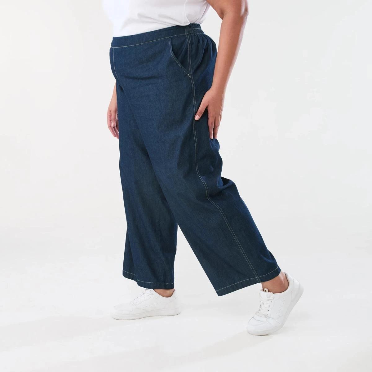 2 Curve Chambray Wide Leg Pants DARK DENIM WASH, 2 of 5