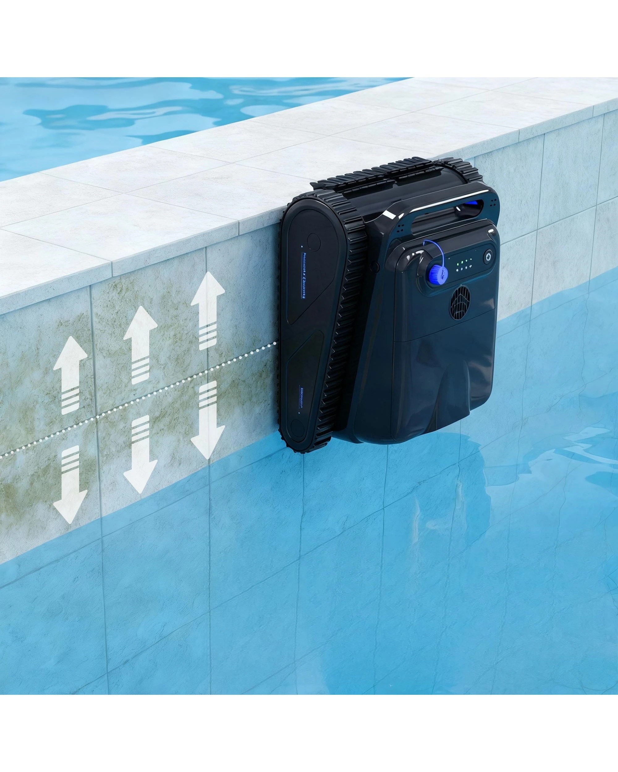 3 Advwin Robotic Pool Vacuum with Wall & Waterline Climbing - Black, 3 of 8