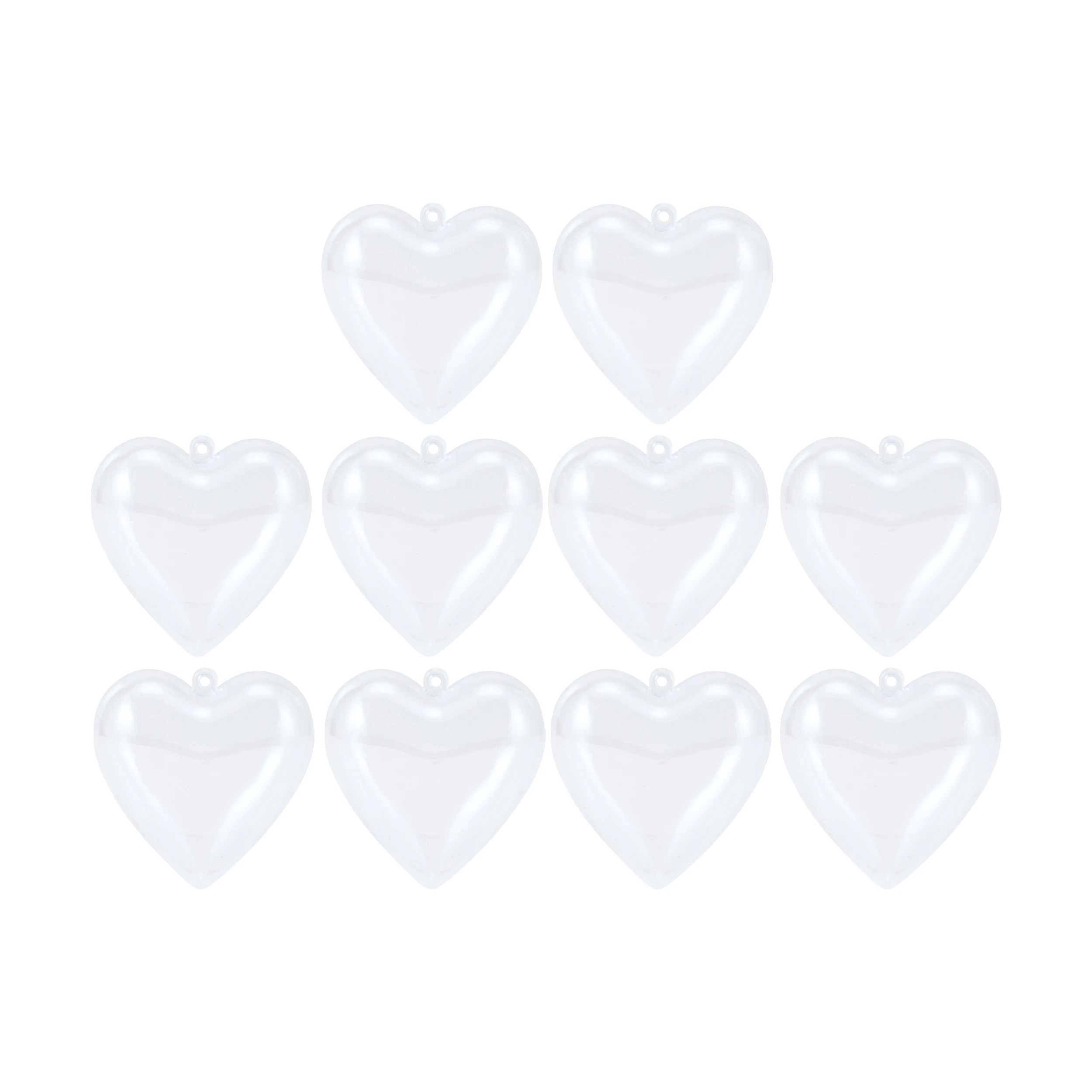 2 10 Pack Christmas Craft Fillable Bauble Heart, 2 of 3