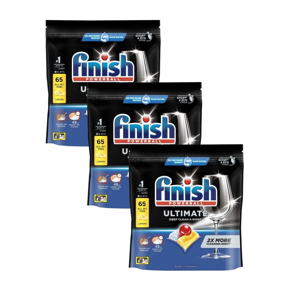1 Finish Ultimate Deep Clean & Shine Dishwasher Tablets Lemon 65'S x3, 1 of 2