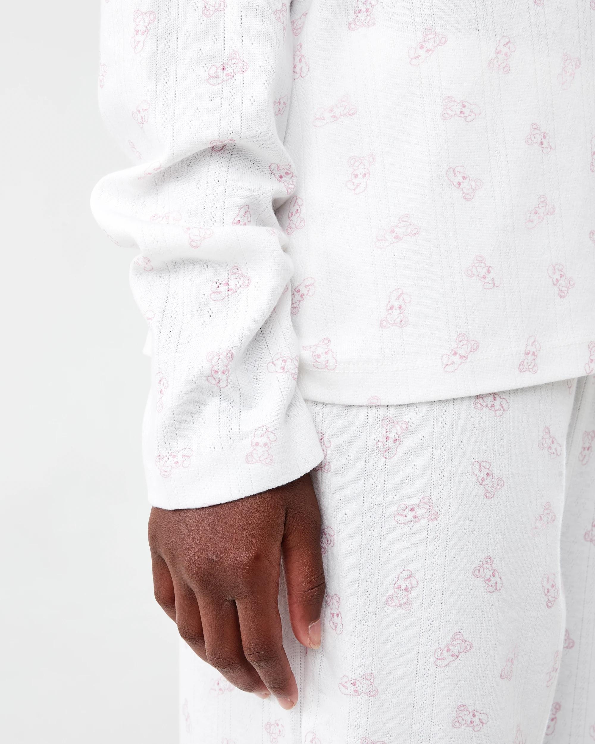 5 Pointelle Long Sleeve Pyjama Set Wht Buny, 5 of 7