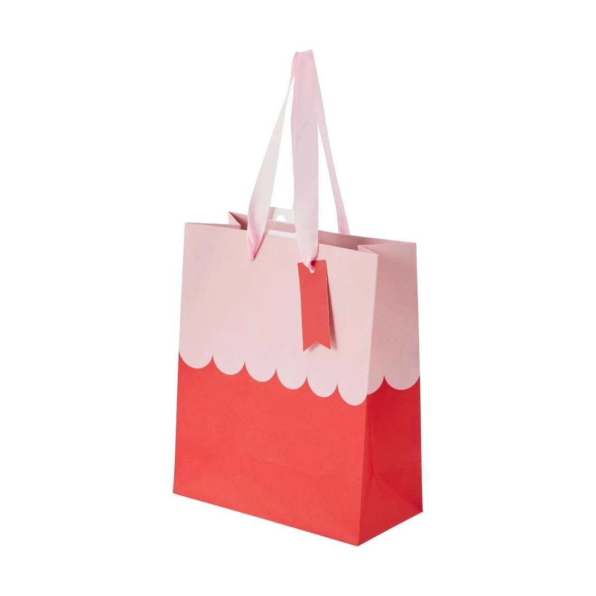 1 Pink and Red Scalloped Gift Bag - Medium, 1 of 5
