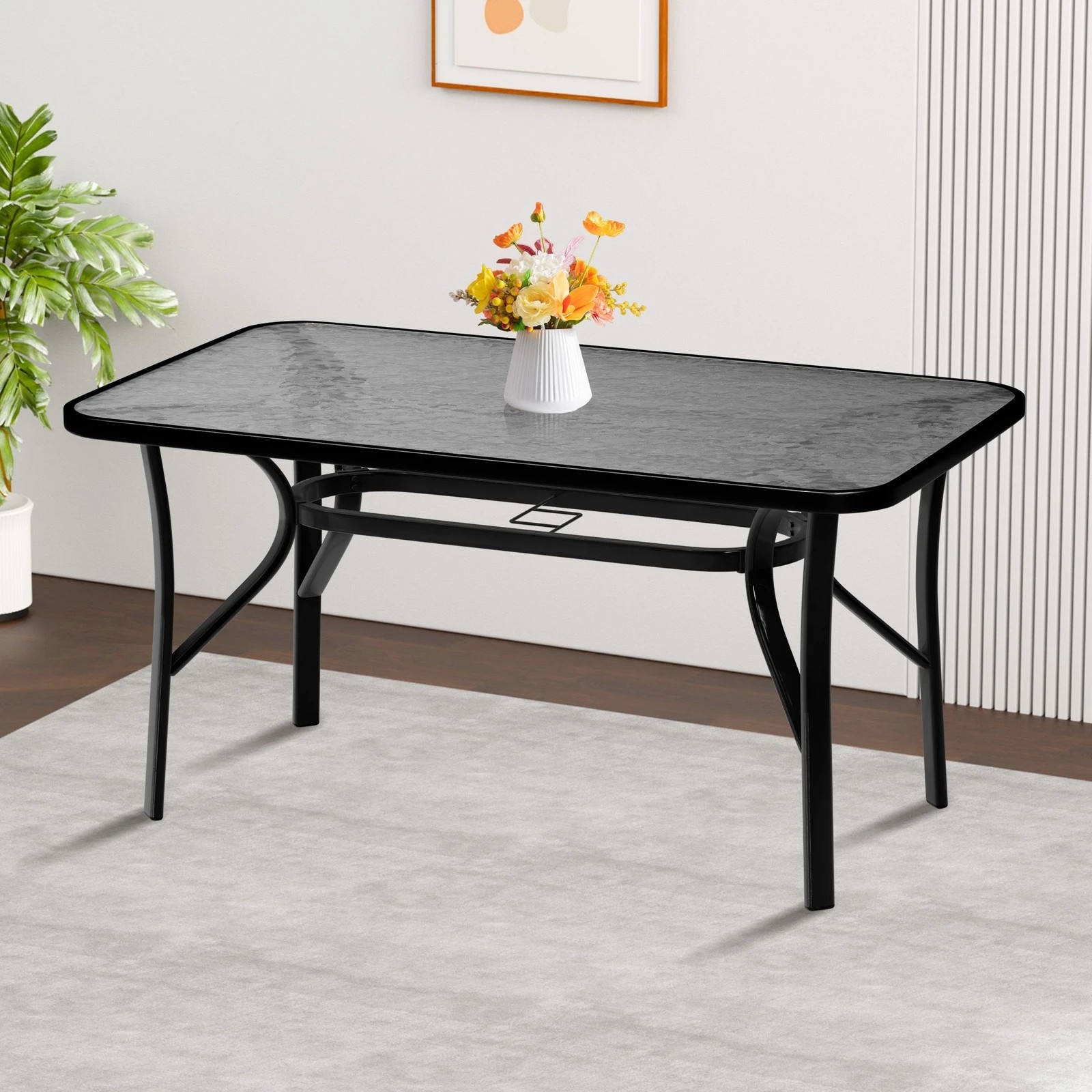 7 Alfordson Outdoor Furniture Patio Dining Table Garden 120CM X 70CM Glass - Black, 7 of 9