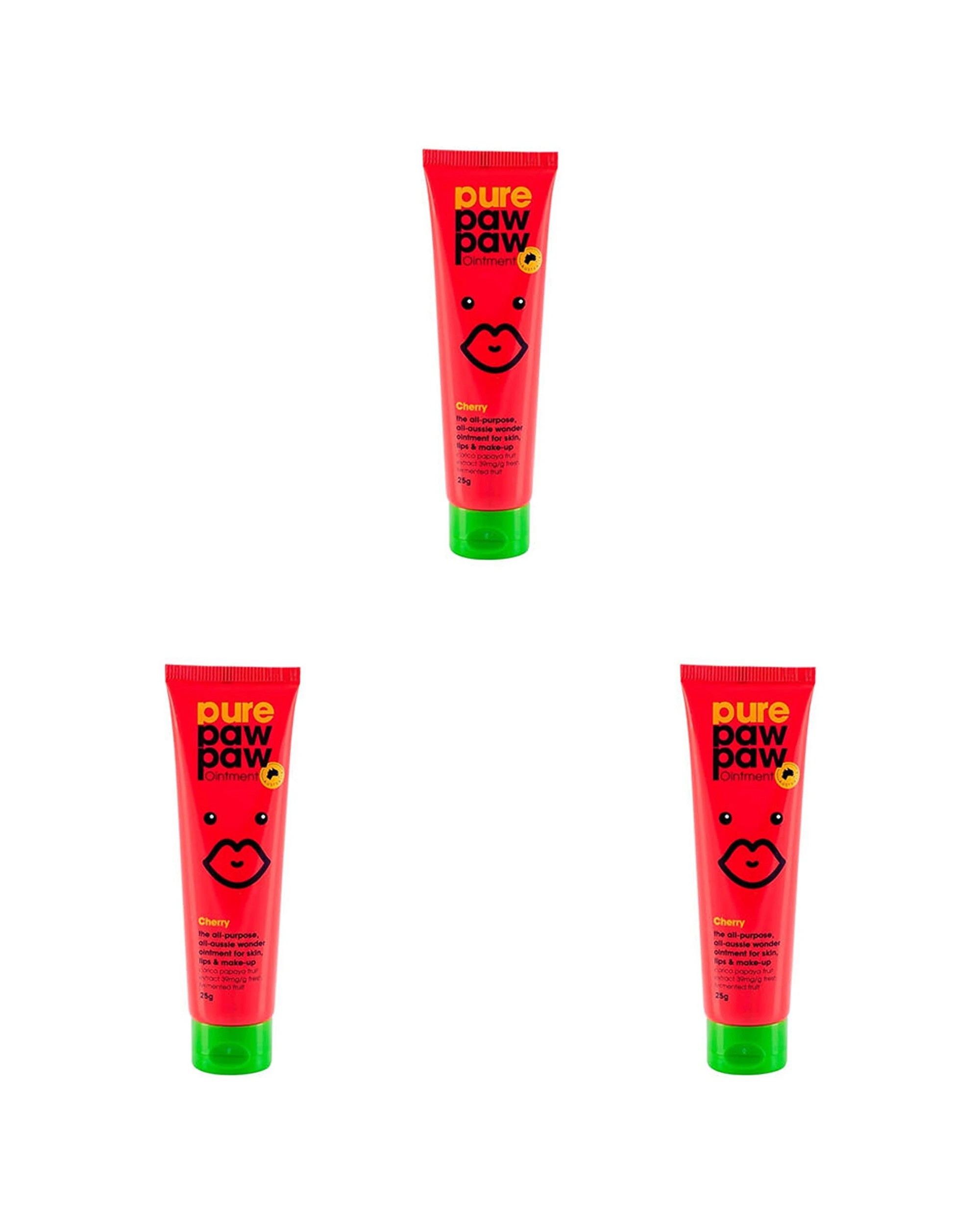 1 Pure Paw Paw 3Pk Ointment Skin Lip Balm Cherry Flavour 75G Pack Size 3 Tubes - Red, 1 of 1