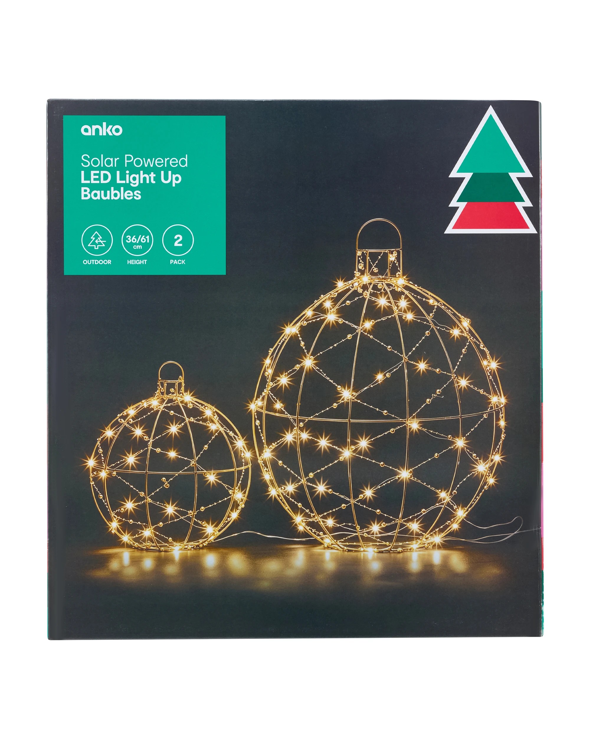 7 2 Pack Solar Powered LED Light Up Baubles, 7 of 8