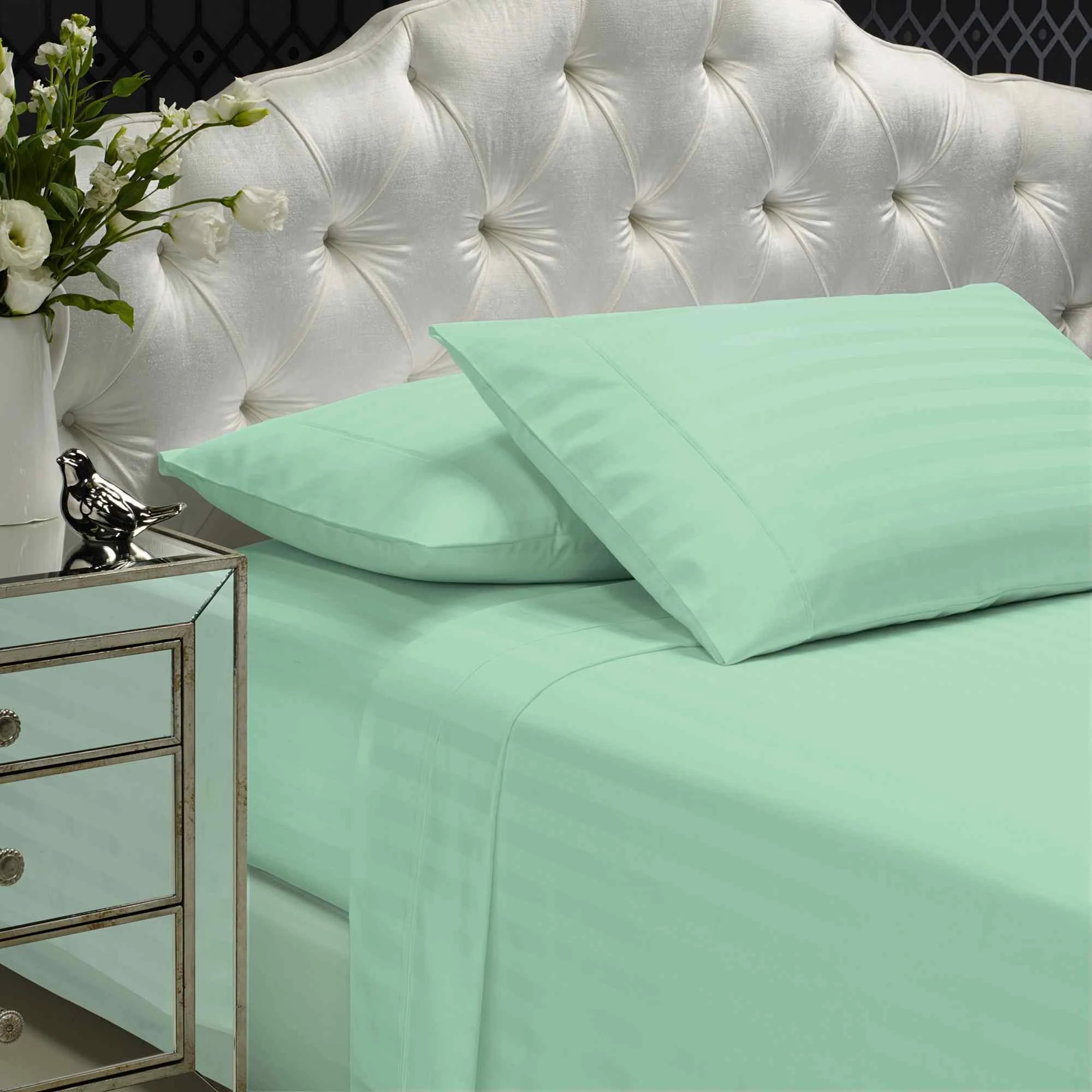 1 Royal Comfort 1200TC Damask Cotton Blend Sheet Set Ultra Soft Silky Luxe Bedding - King Bed - Green, 1 of 2