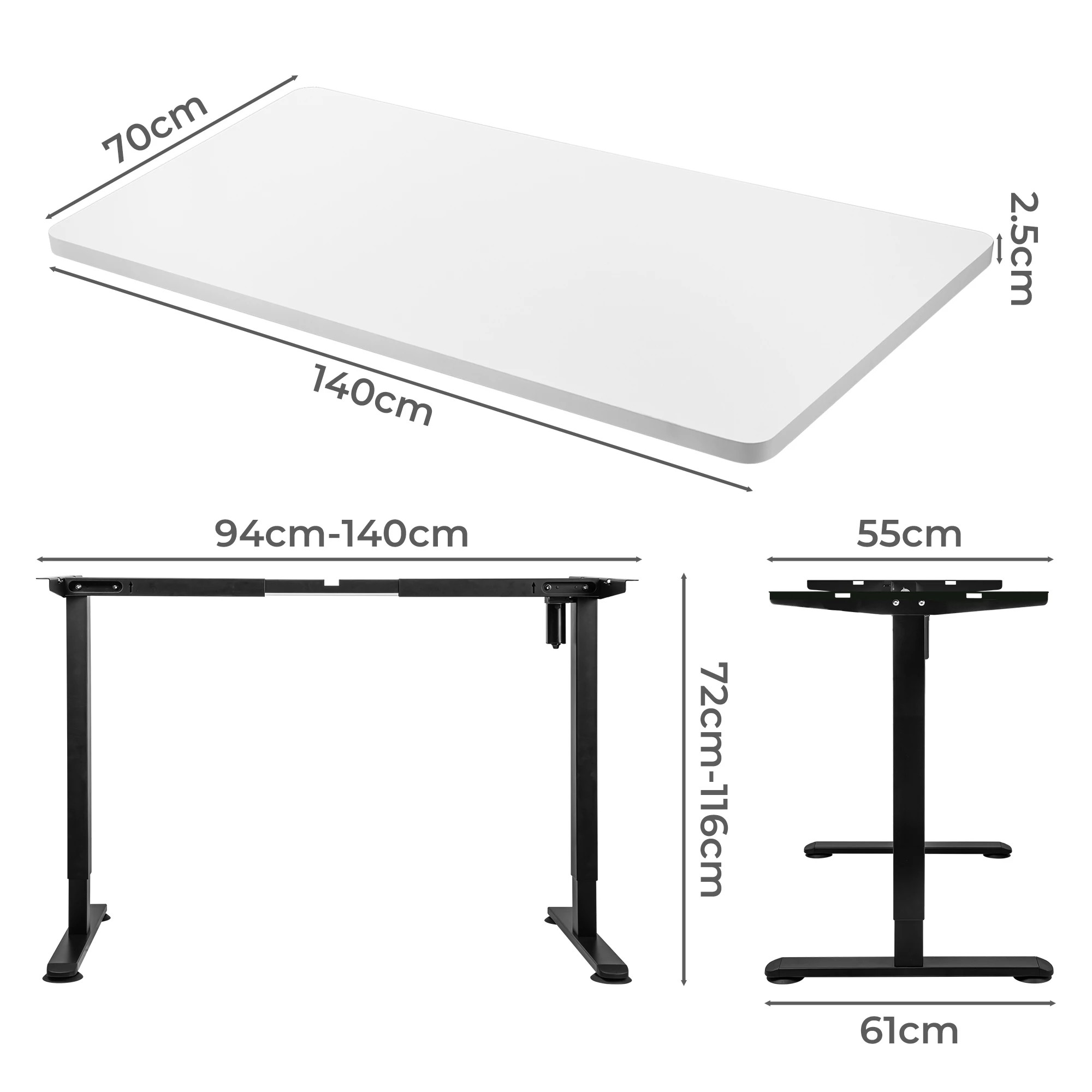 3 Levede Motorised Standing Desk Single Motor 140x70cm, 3 of 6