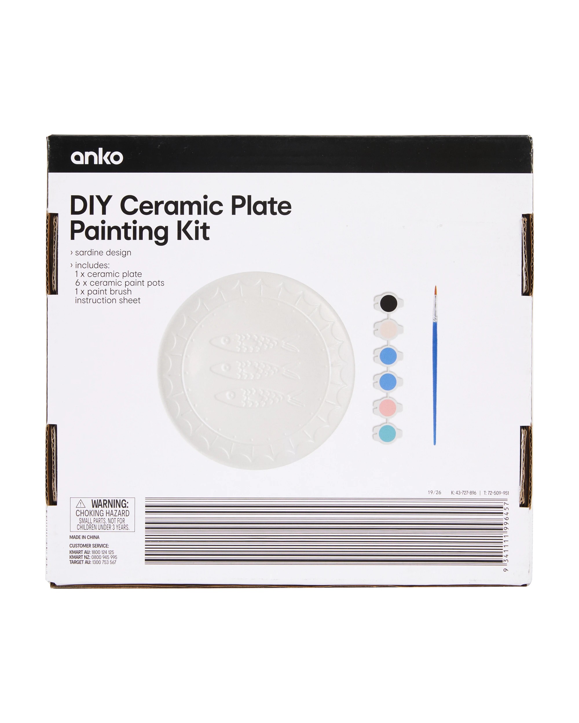 3 DIY Ceramic Plate Painting Kit - Sardine, 3 of 3