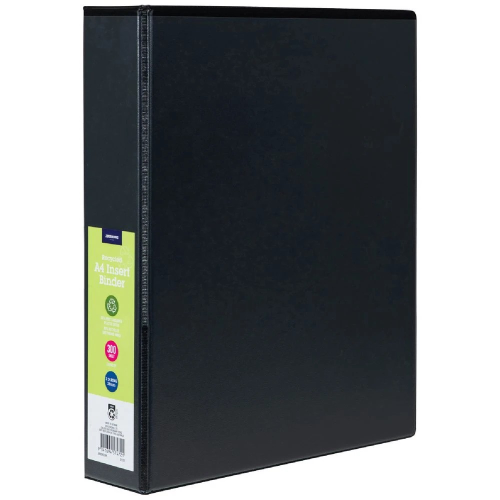 1 J.Burrows Insert Binder A4 2 D-Ring 38mm Black, 1 of 6